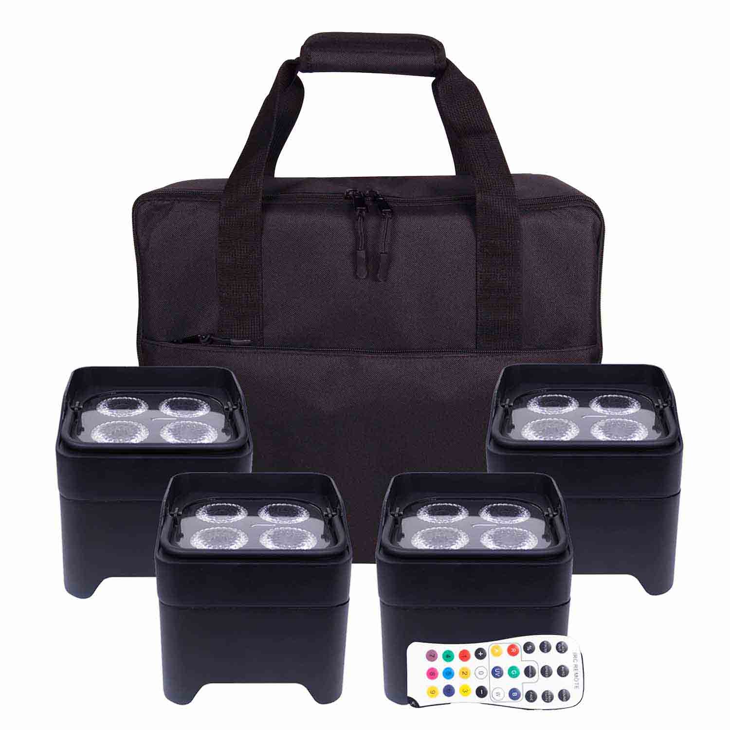 Colorkey DJ Package with 4 CKW-6024 MobilePar Mini Hex Uplight and Case by ColorKey