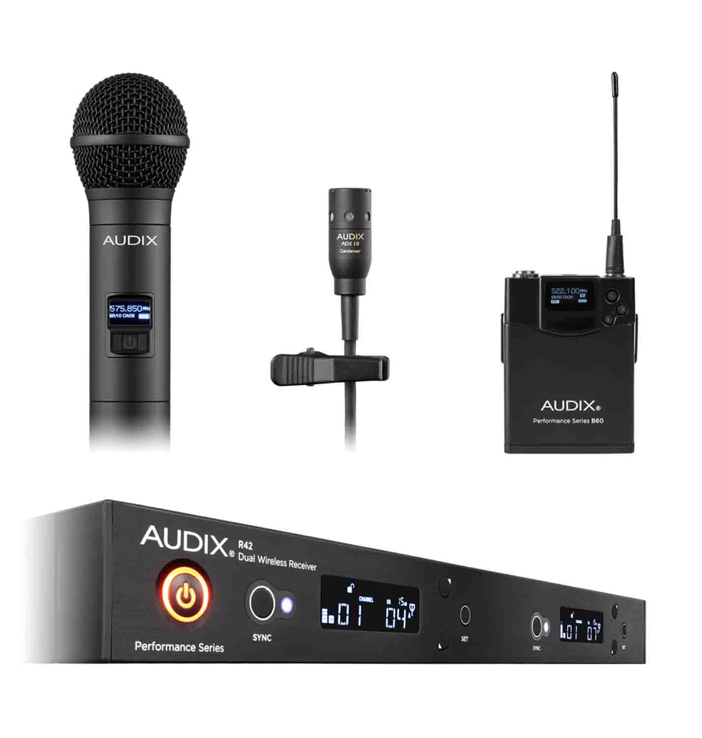 Audix AP42 C210 Dual-Channel Combo OM2 Handheld and ADX10 Lavalier Wireless System - Hollywood DJ