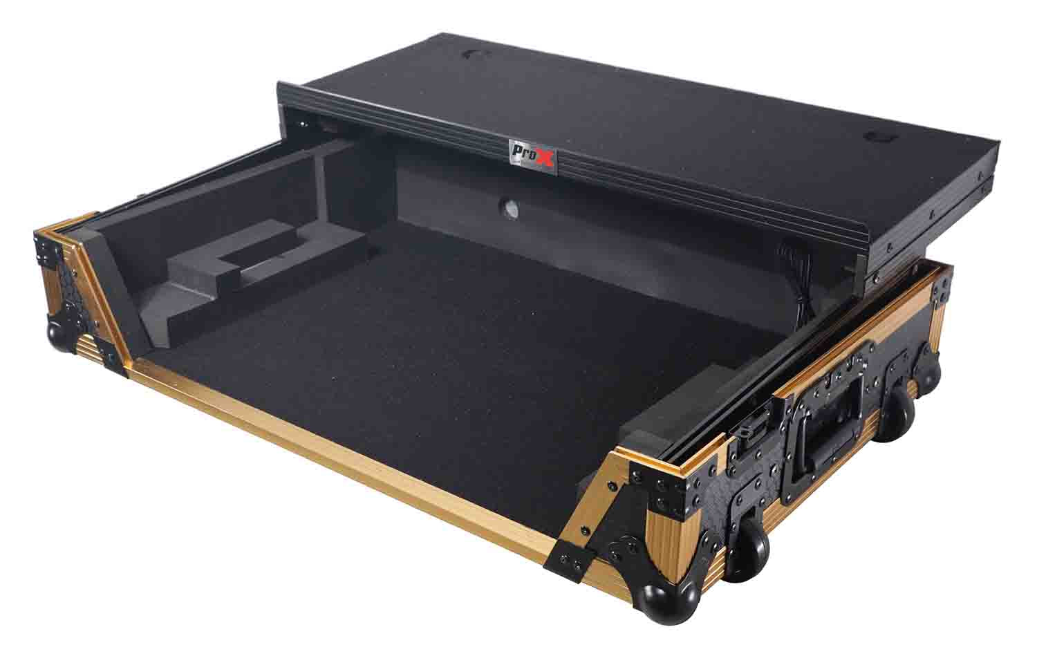 PROX XS-DDJREV7 WLT FGLD ATA Style Flight Case for Pioneer DDJ-REV7 DJ Controller with Laptop Shelf Wheels and 1U Rack Space by ProX Cases