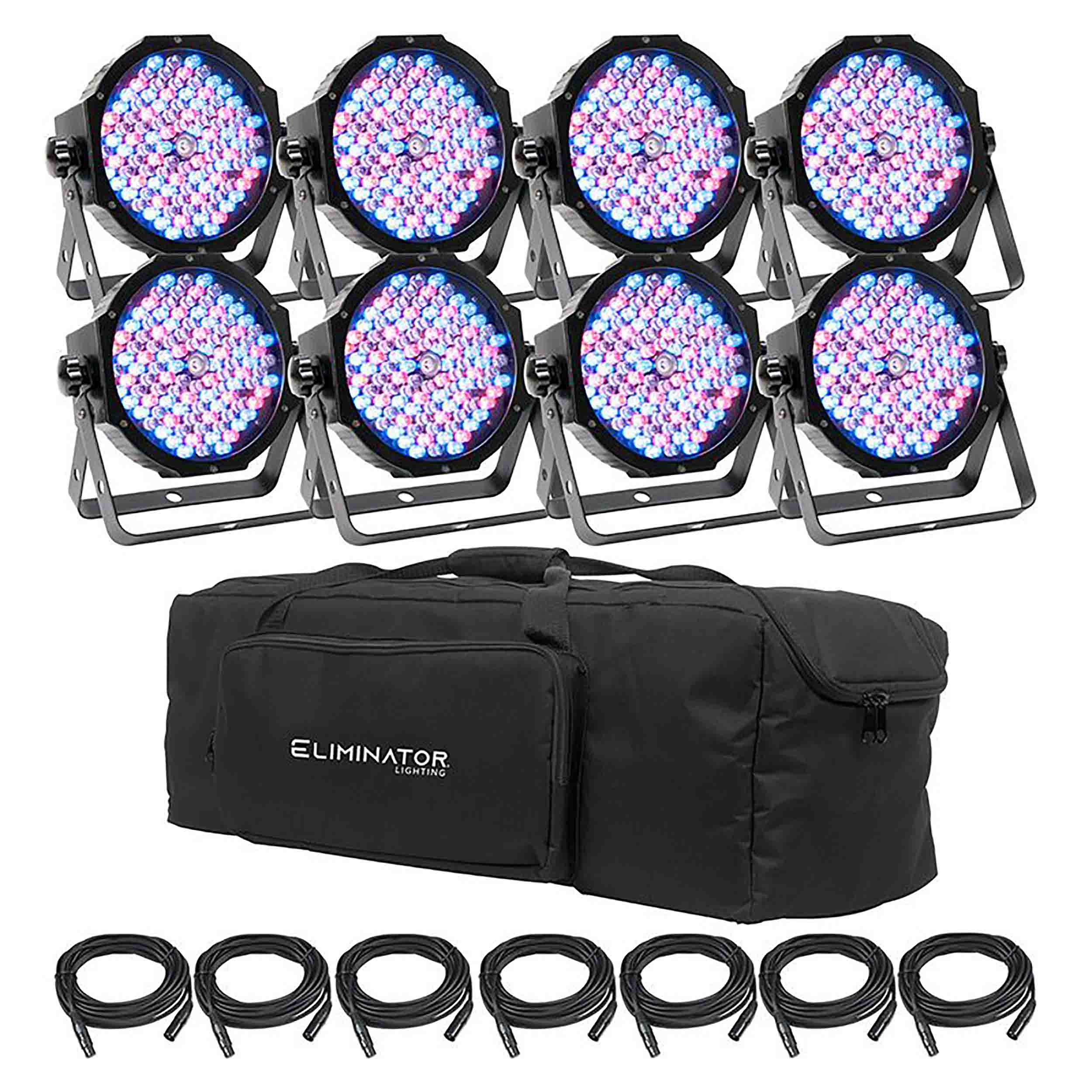 Eliminator Lighting Mega Flat PAK8 EP, Lighting Kit with 8x Mega Par Profile EP Pars by Eliminator Lighting