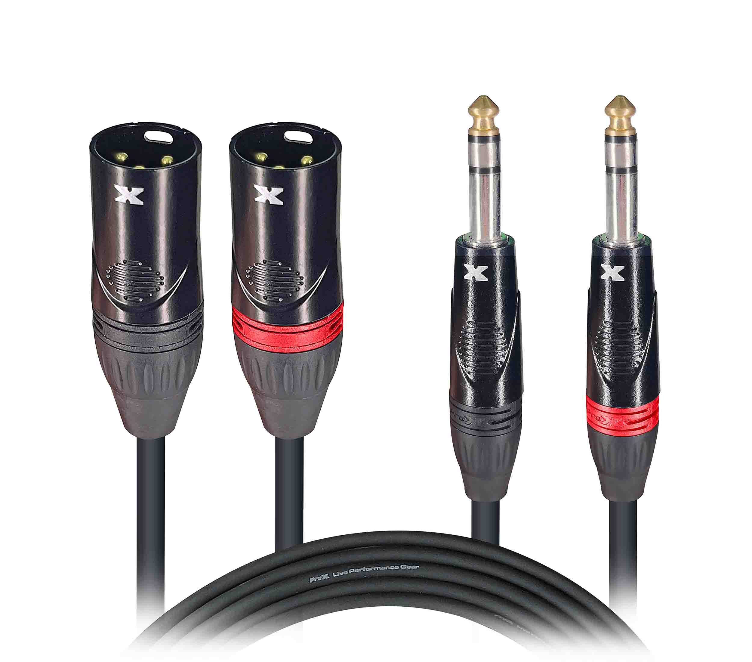 ProX XC-DSXM10, Balanced Dual 1/4" TRS-M to Dual XLR3-M High Performance Audio Cable - 10 Ft by ProX Cases