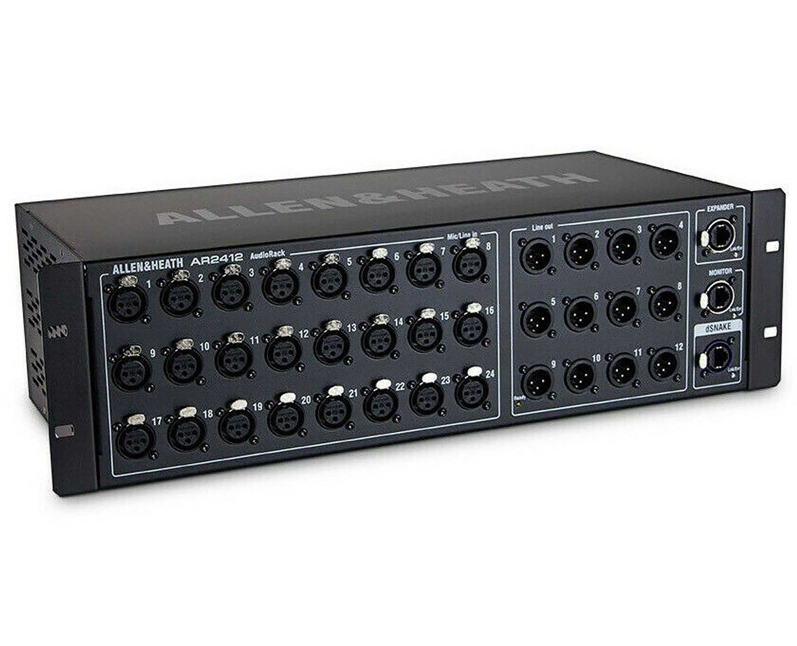 Allen & Heath AR-2412, 24x12 Main Remote Stage Rack for GLD, SQ and Qu Mixers - Black by ALLEN & HEATH