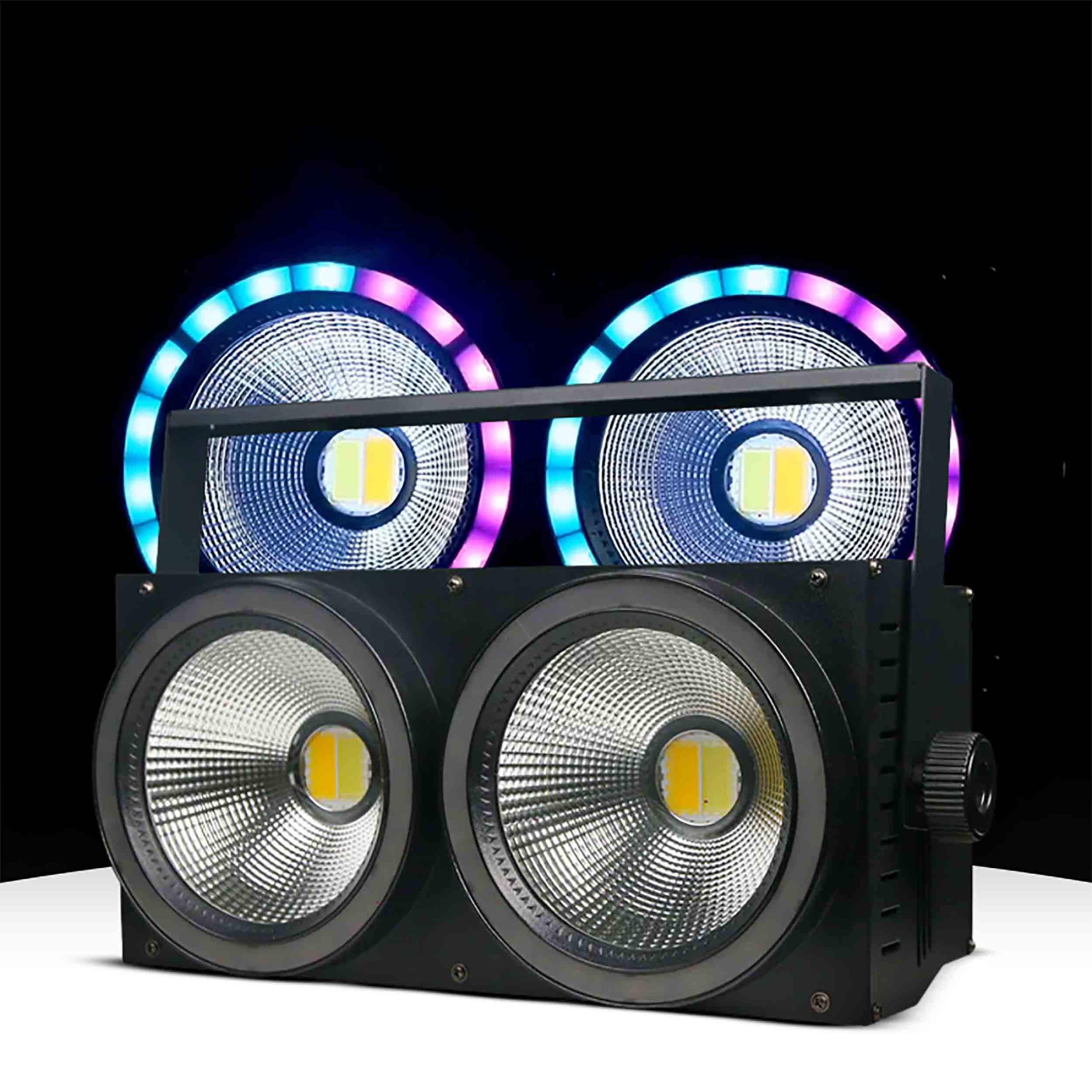 Bauer Double Barrel 200W Dual White LED Blinder with RGB Rings