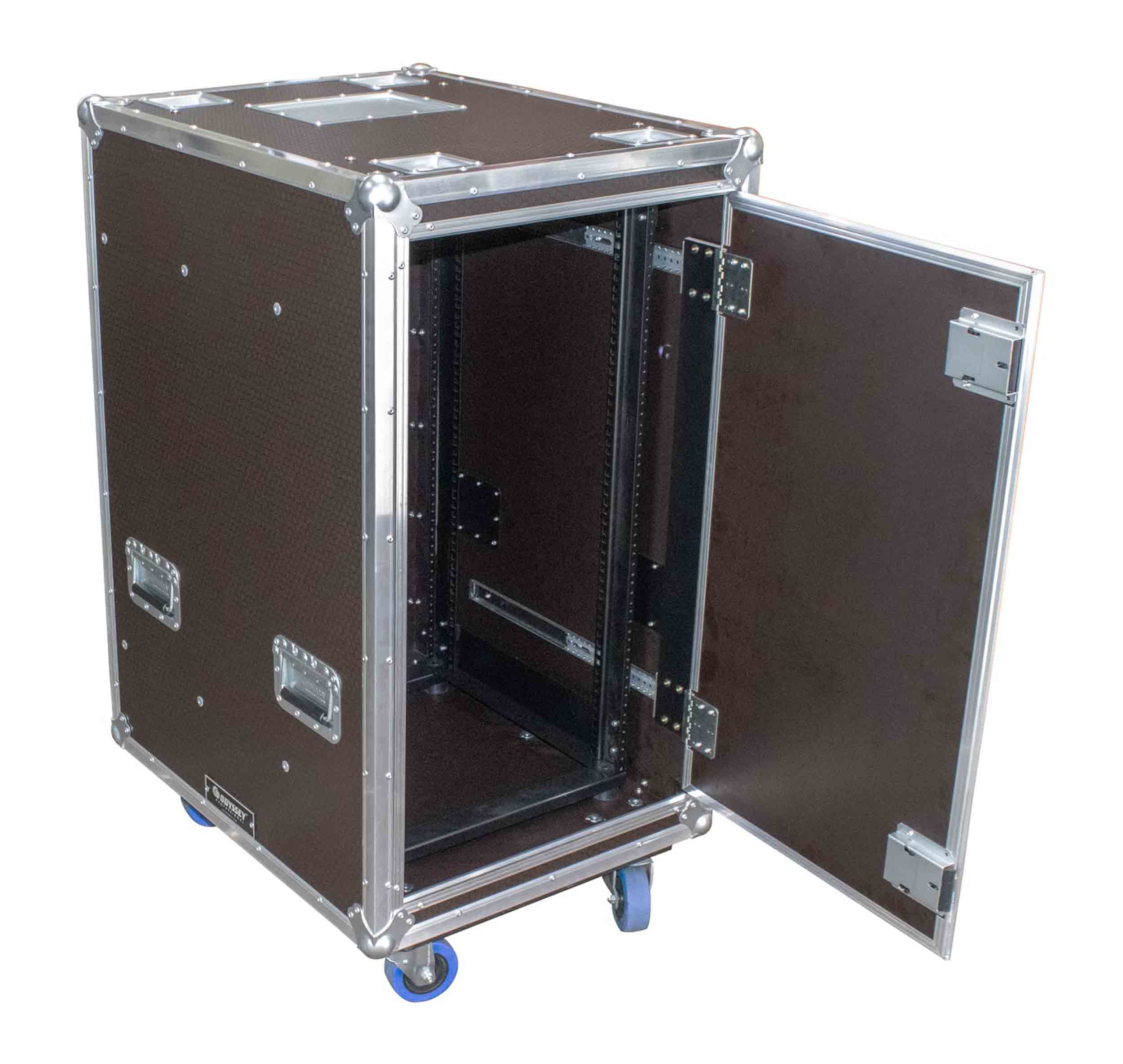 Odyssey OPSR20U243046WBRN, Professional 20U Brown Hex Board Slam Rack with Caster Wheels by Odyssey
