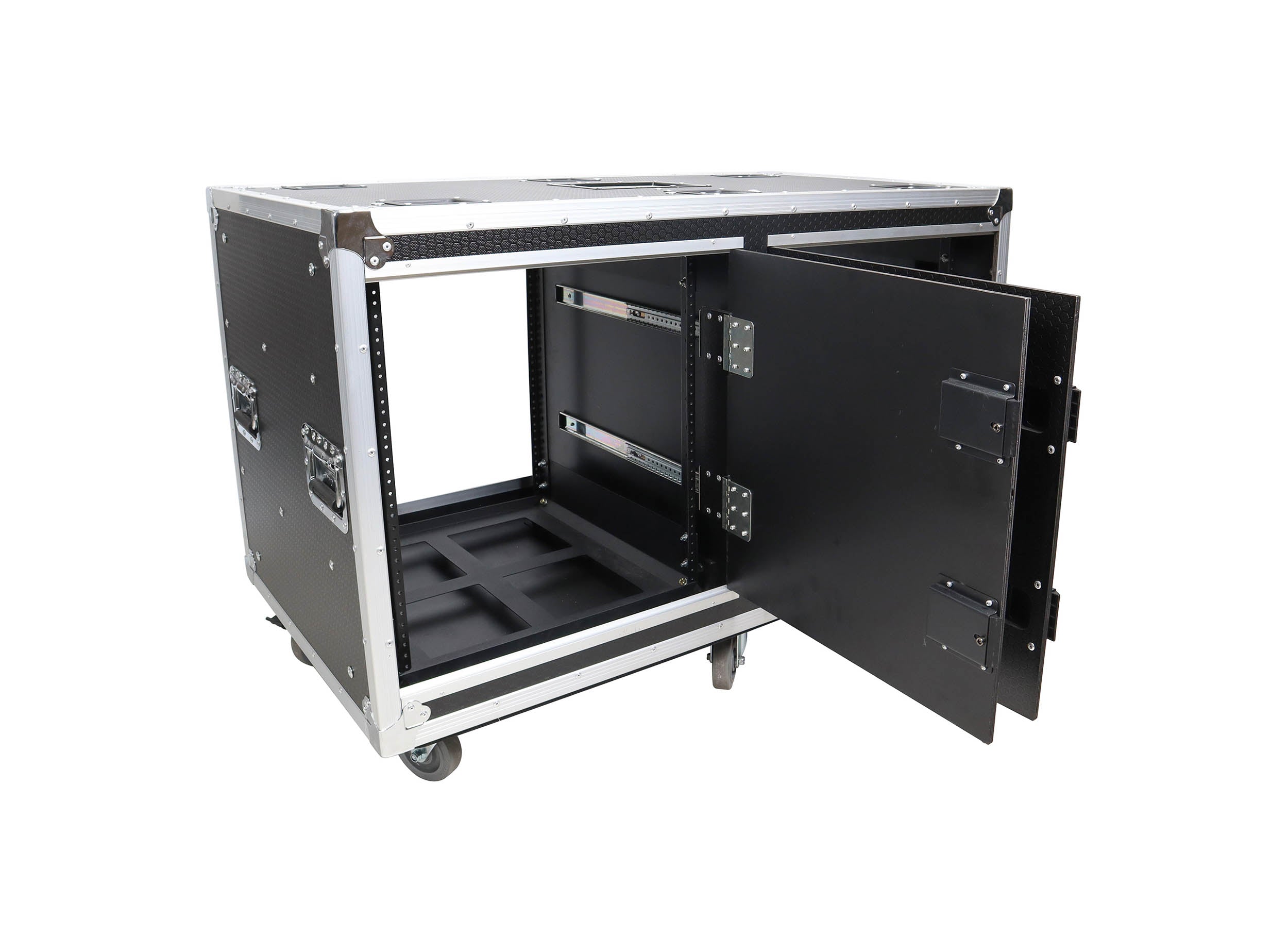ProX XS-2X12USLAM24, 2X12U Deep Vertical Shock Mount Rack Case with Sliding Doors and 6 Caster Wheels - 24 Feet by ProX Cases