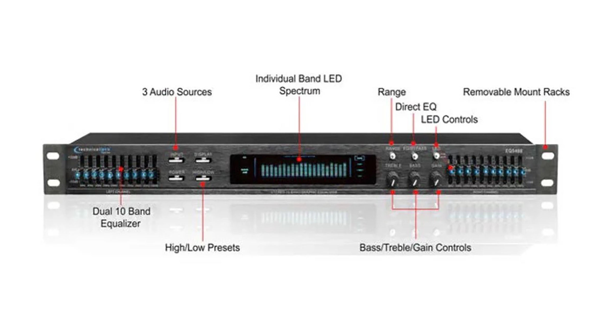 Technical Pro EQ5400 Professional Dual 10-Band Equalizer by Technical Pro