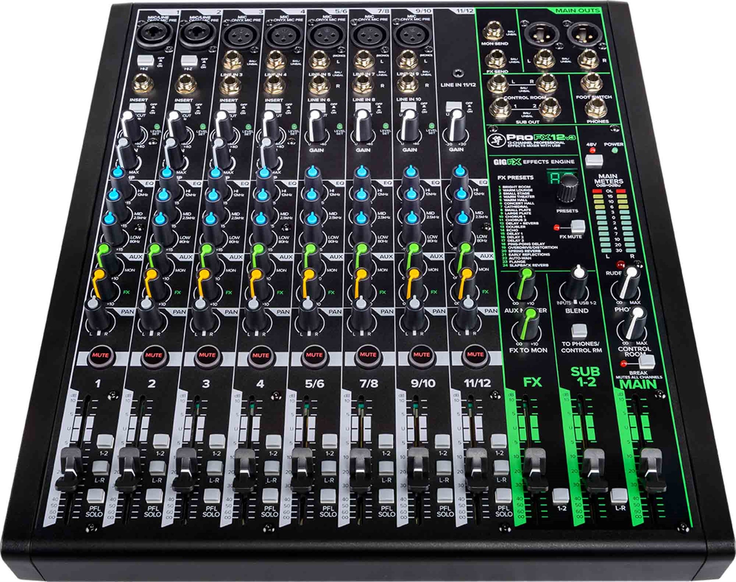 Mackie ProFX12v3, 12-Channel Professional Effects Mixer with Built-In FX by Mackie