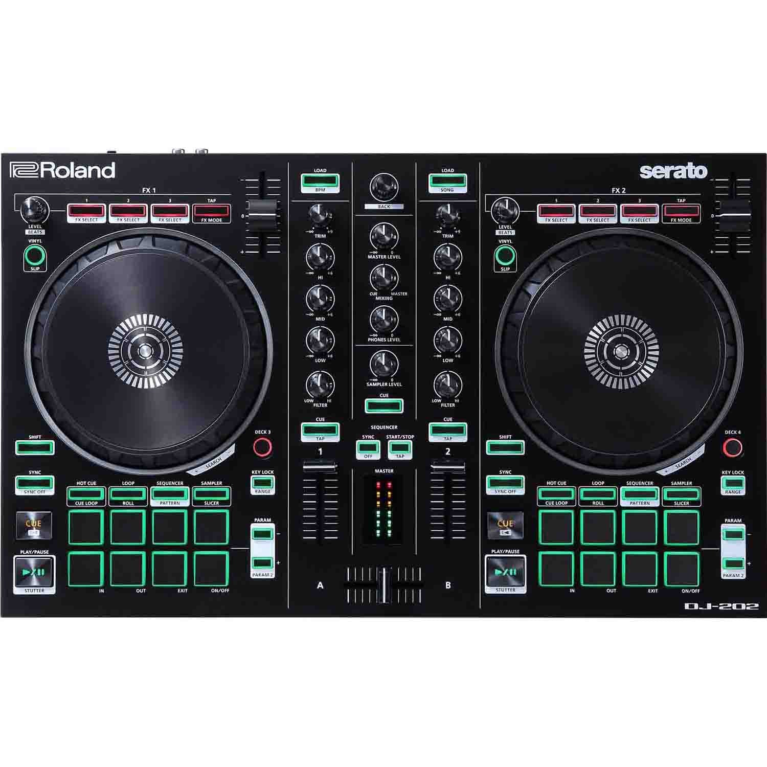 Roland DJ-202, 2-Channel, 4 Deck DJ Controller for Serato DJ Lite by Roland