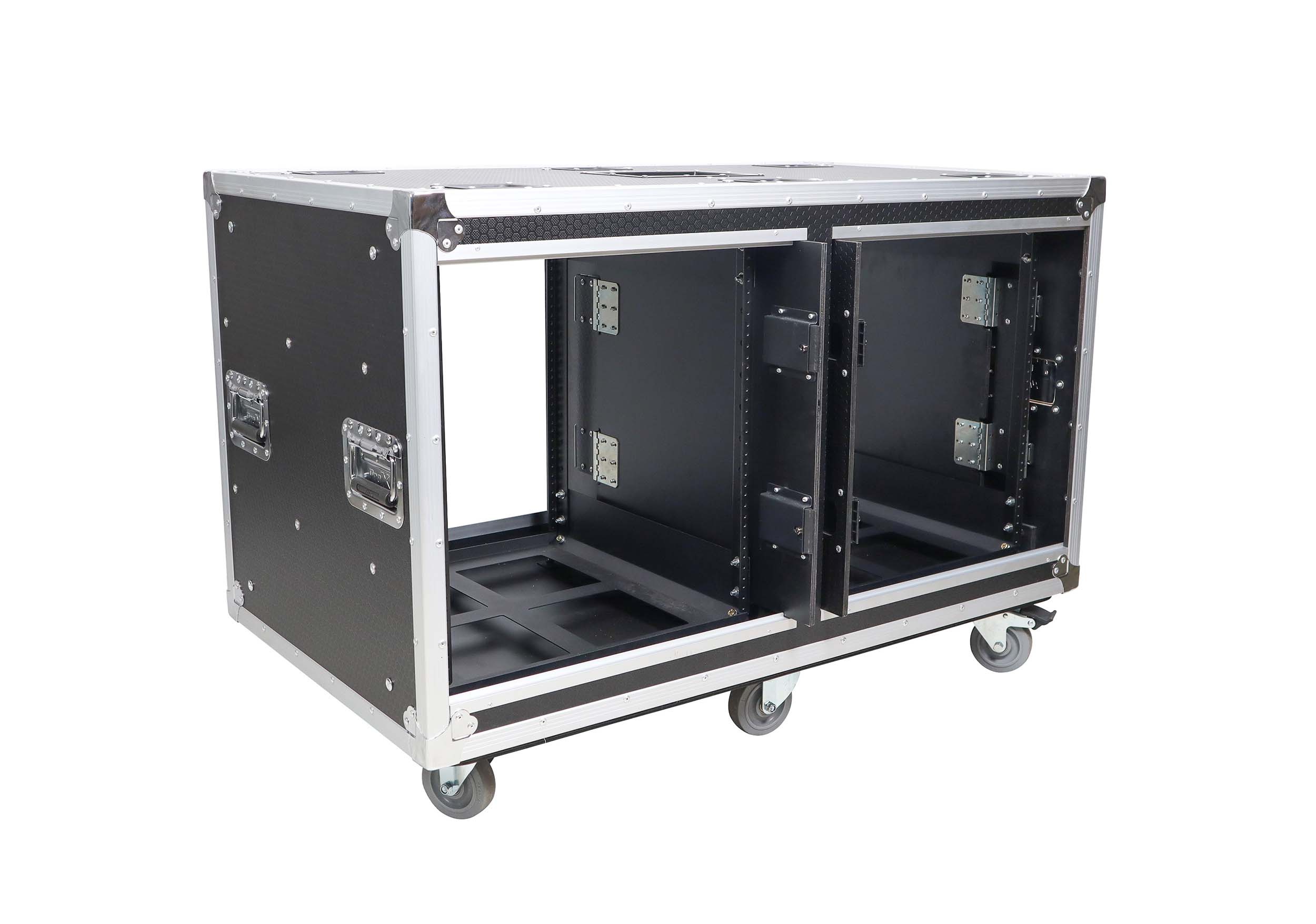 ProX XS-2X12USLAM24, 2X12U Deep Vertical Shock Mount Rack Case with Sliding Doors and 6 Caster Wheels - 24 Feet by ProX Cases