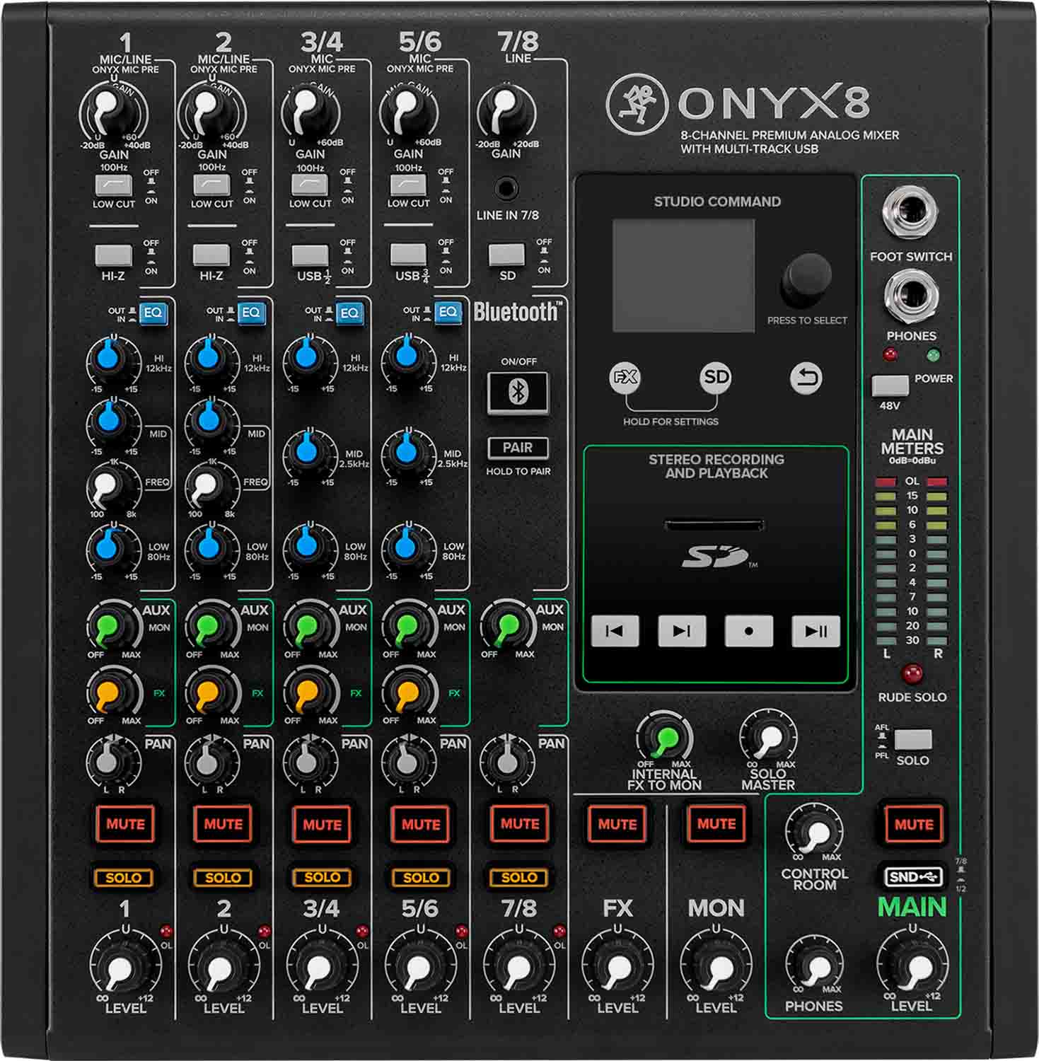 Open Box: Mackie Onyx8, 8 Ch Premium Analog Audio Mixer + Multitrack USB Recording by Mackie