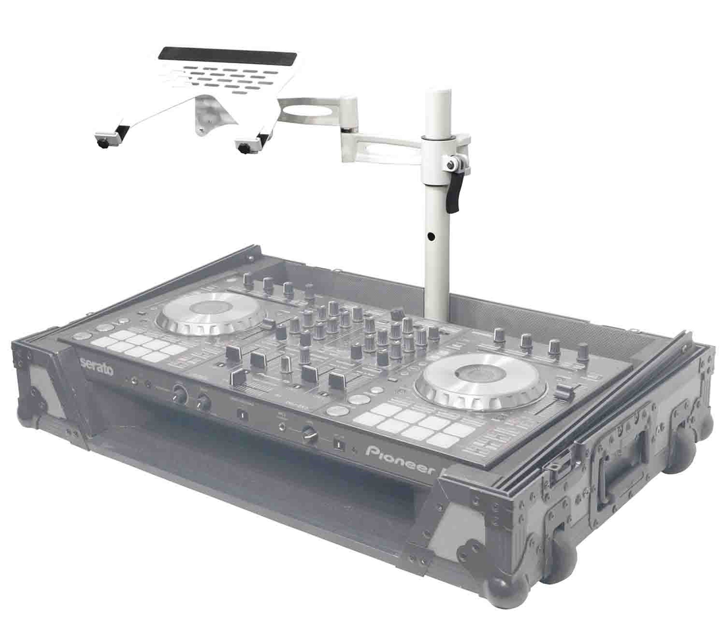 ProX XZF-LTARM PKG WH DJ Package, Articulating Laptop Tray Arm with Shelf and Pole for Control Tower - White