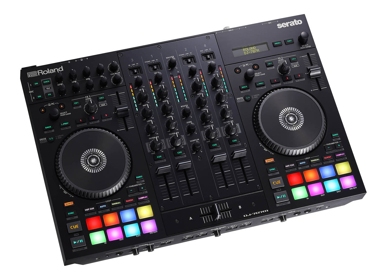 Roland DJ-707M, Four-Channel, Four-Deck Serato DJ Controller With Dual USB Ports by Roland