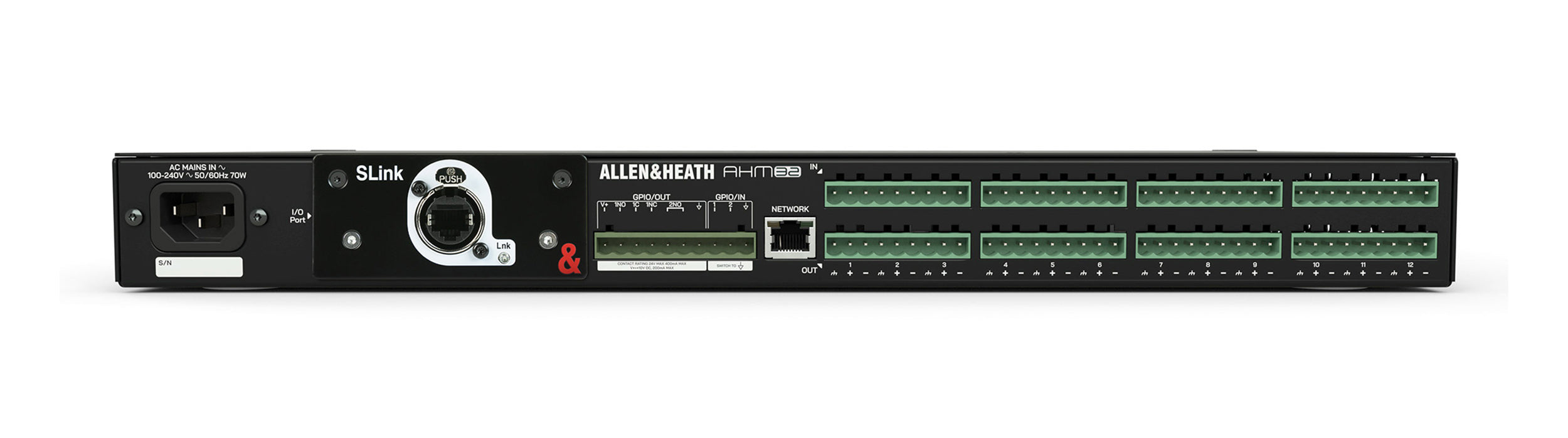 Allen & Heath AHM-32, 1RU 32x32 Audio Matrix Processor with 12x12 Local Analog I/O by ALLEN & HEATH