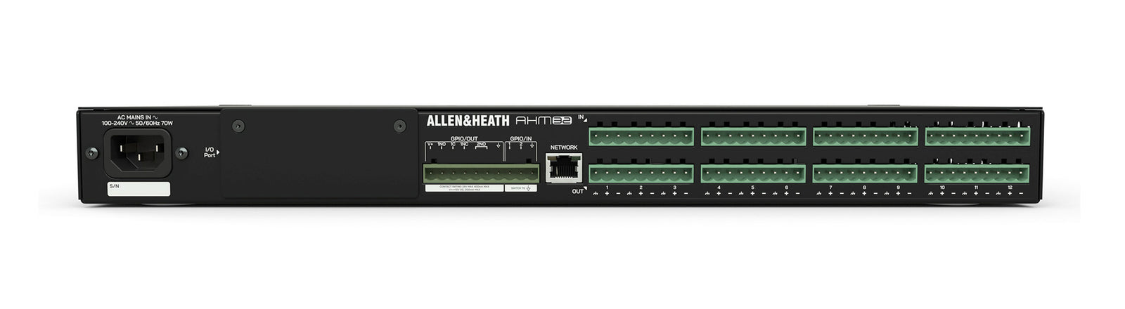 Allen & Heath AHM-32, 1RU 32x32 Audio Matrix Processor with 12x12 Local Analog I/O by ALLEN & HEATH
