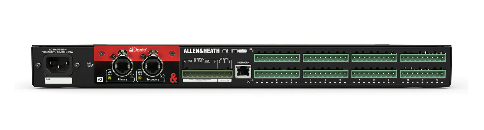 Allen & Heath AHM-32, 1RU 32x32 Audio Matrix Processor with 12x12 Local Analog I/O by ALLEN & HEATH