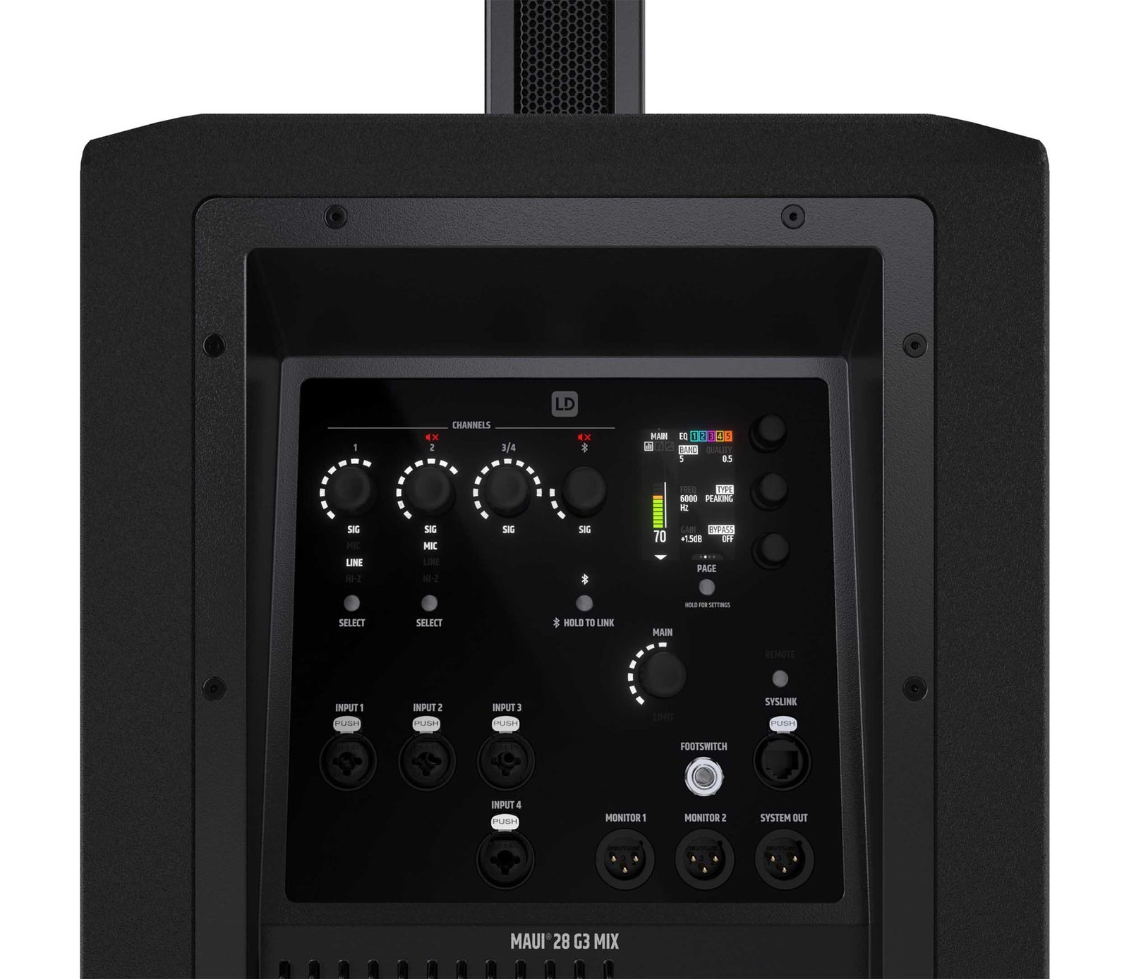 LD System MAUI 28 G3 MIX, Compact Cardioid Column PA System with Digital Mixer - Black by LD Systems