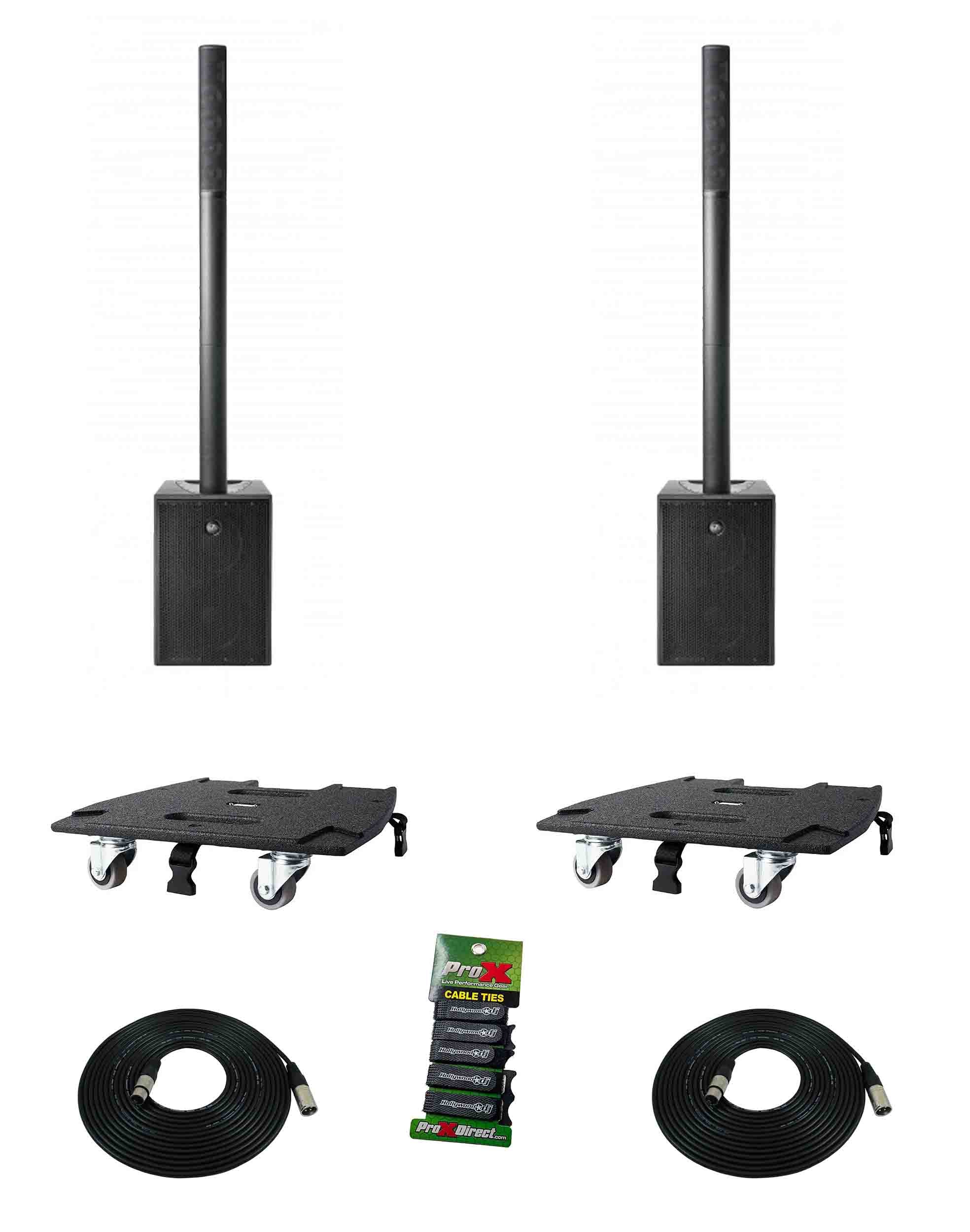 DAS Audio ALTEADUO20APLDUO, 3-Way Powered Portable Column System DJ Package with Transport Dolly by DAS Audio
