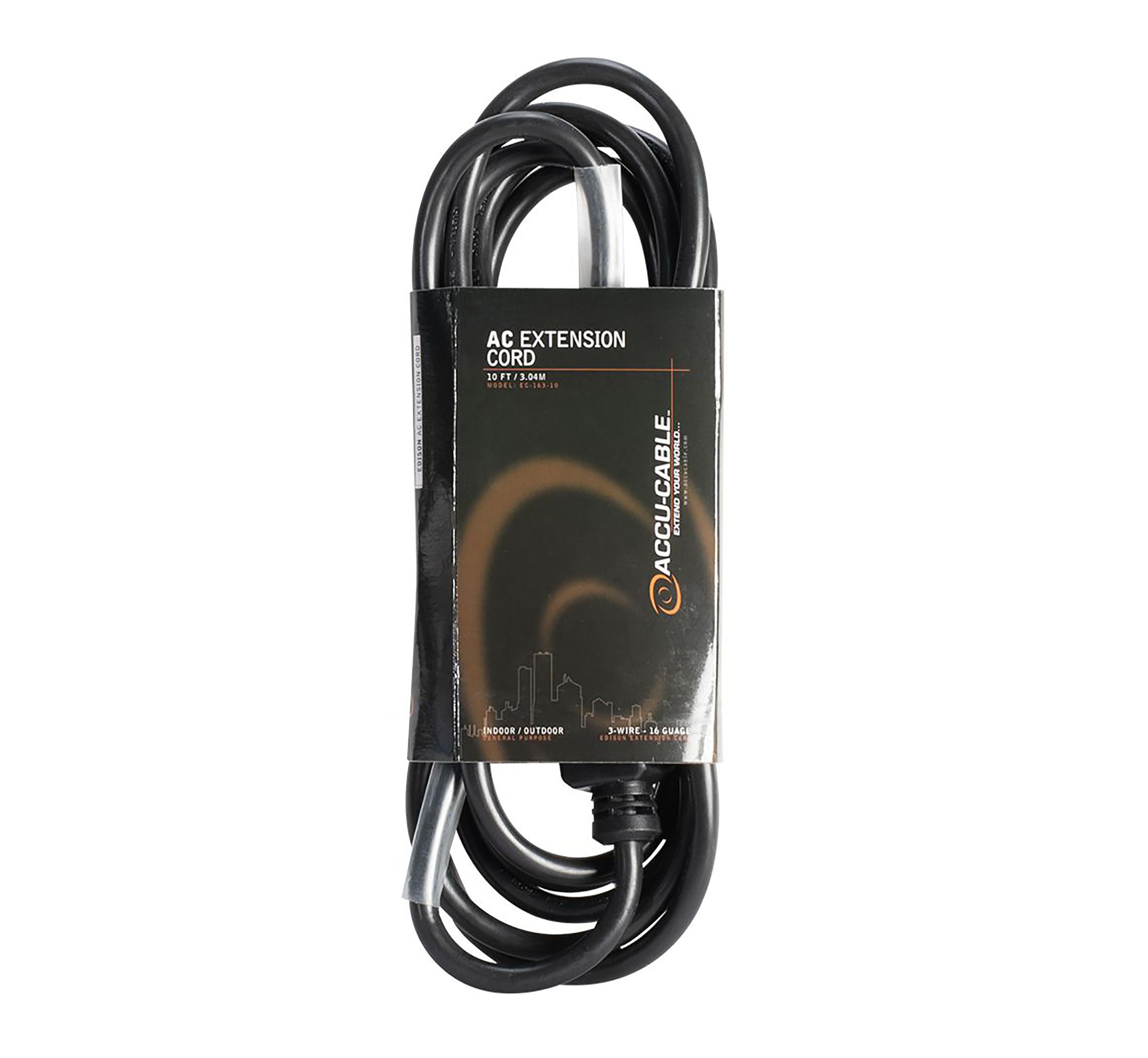 Accu-Cable EC163, 16 AWG 3-Wire Edison AC Extension Cord by Accu Cable