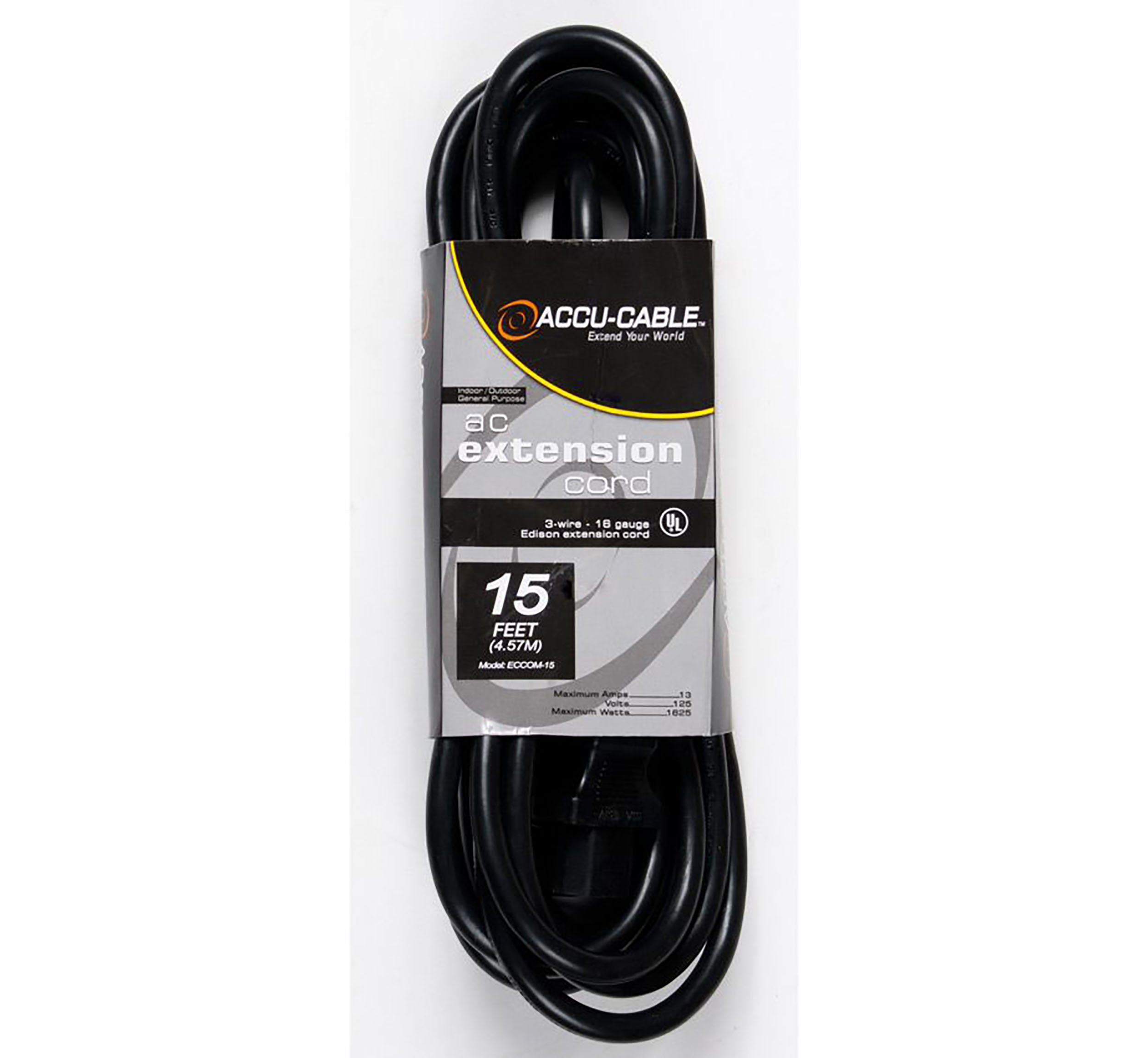 Accu-Cable 16 Gauge IEC Male to IEC Female AC Extension Cord - Black by Accu Cable