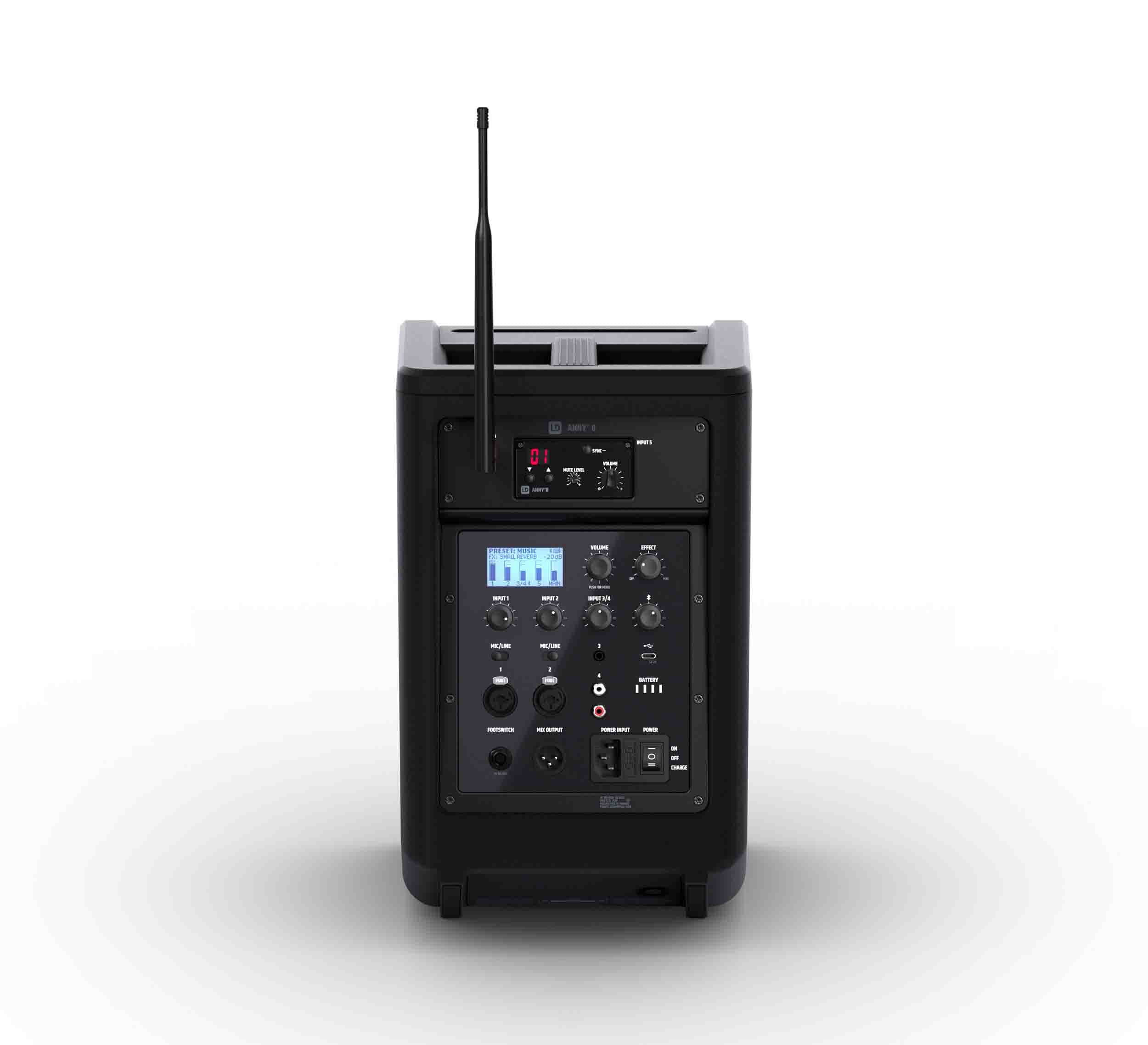 LD Systems LDS-ANNY8BPHB47(US) Portable Battery-Powered Bluetooth PA Loudspeaker with Mixer and 1x Headset Microphone - Stage Black by LD Systems