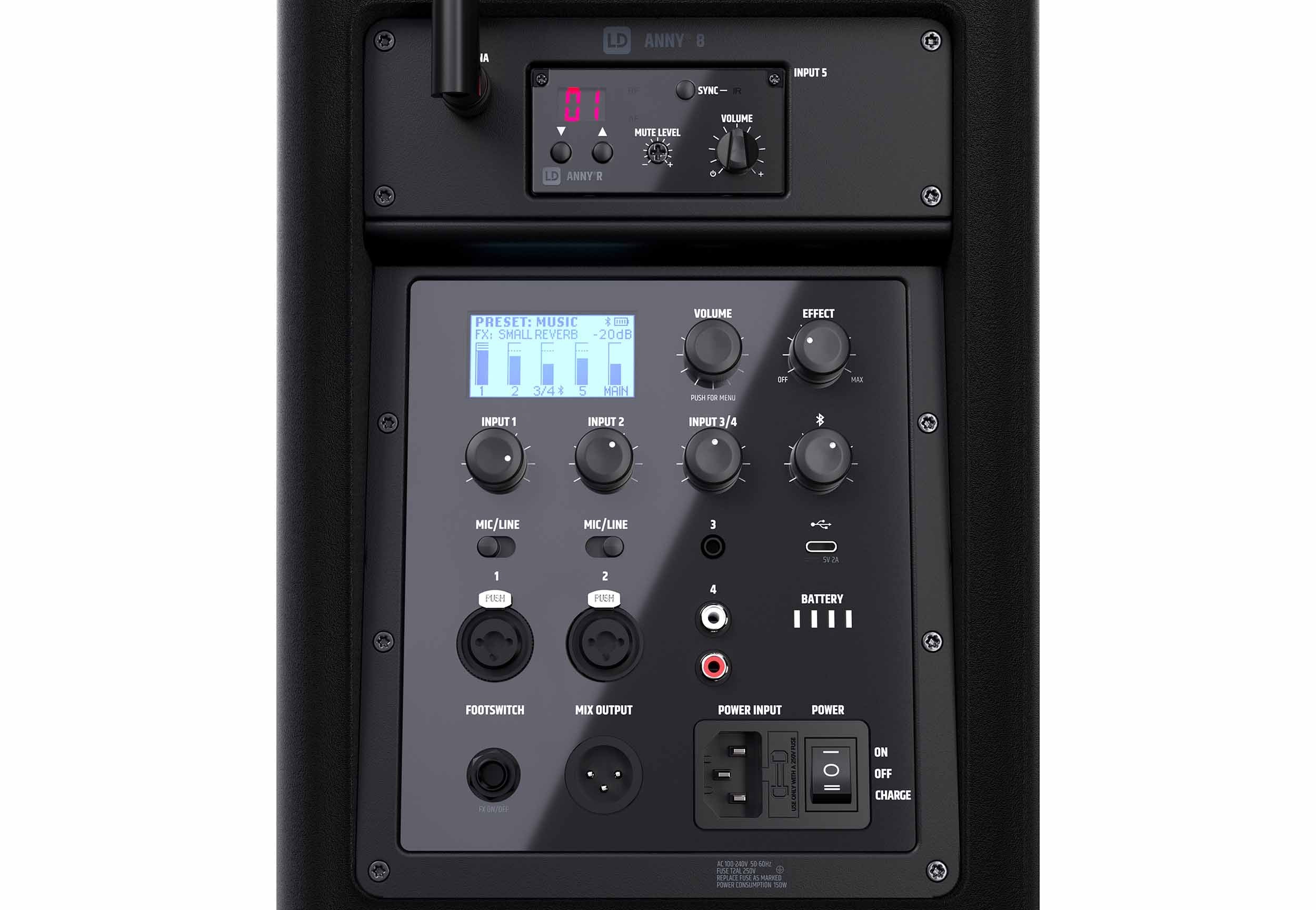 LD Systems ANNY 8 HHD B4.7 (US), Portable Battery-Powered Bluetooth PA Loudspeaker with Mixer and 1x Wireless Handheld Microphone - Stage Black by LD Systems