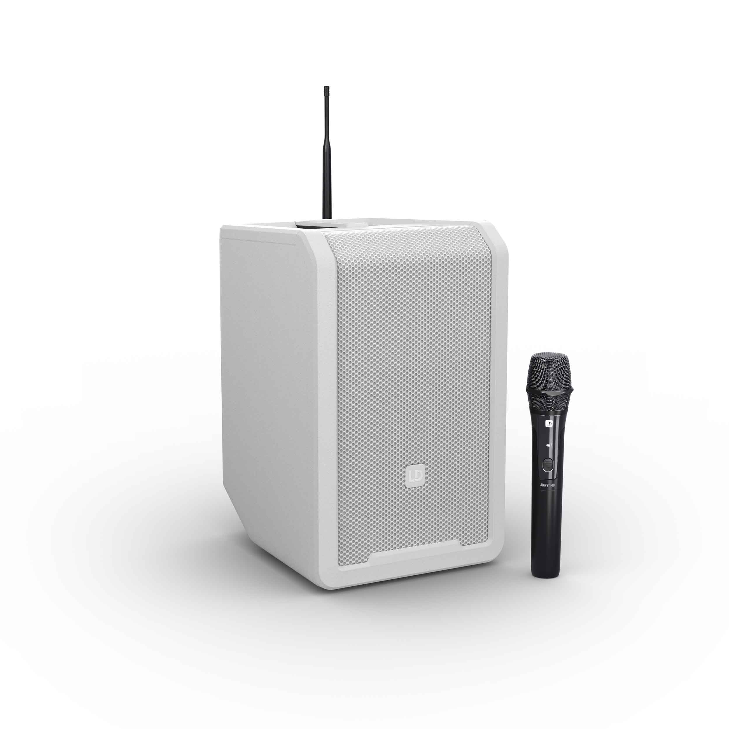 LD Systems AANNY 8 HHD B4.7 W (USA Version), Portable Battery-Powered Bluetooth PA Loudspeaker with Mixer and 1x Wireless Handheld Microphone - Pure White by LD Systems
