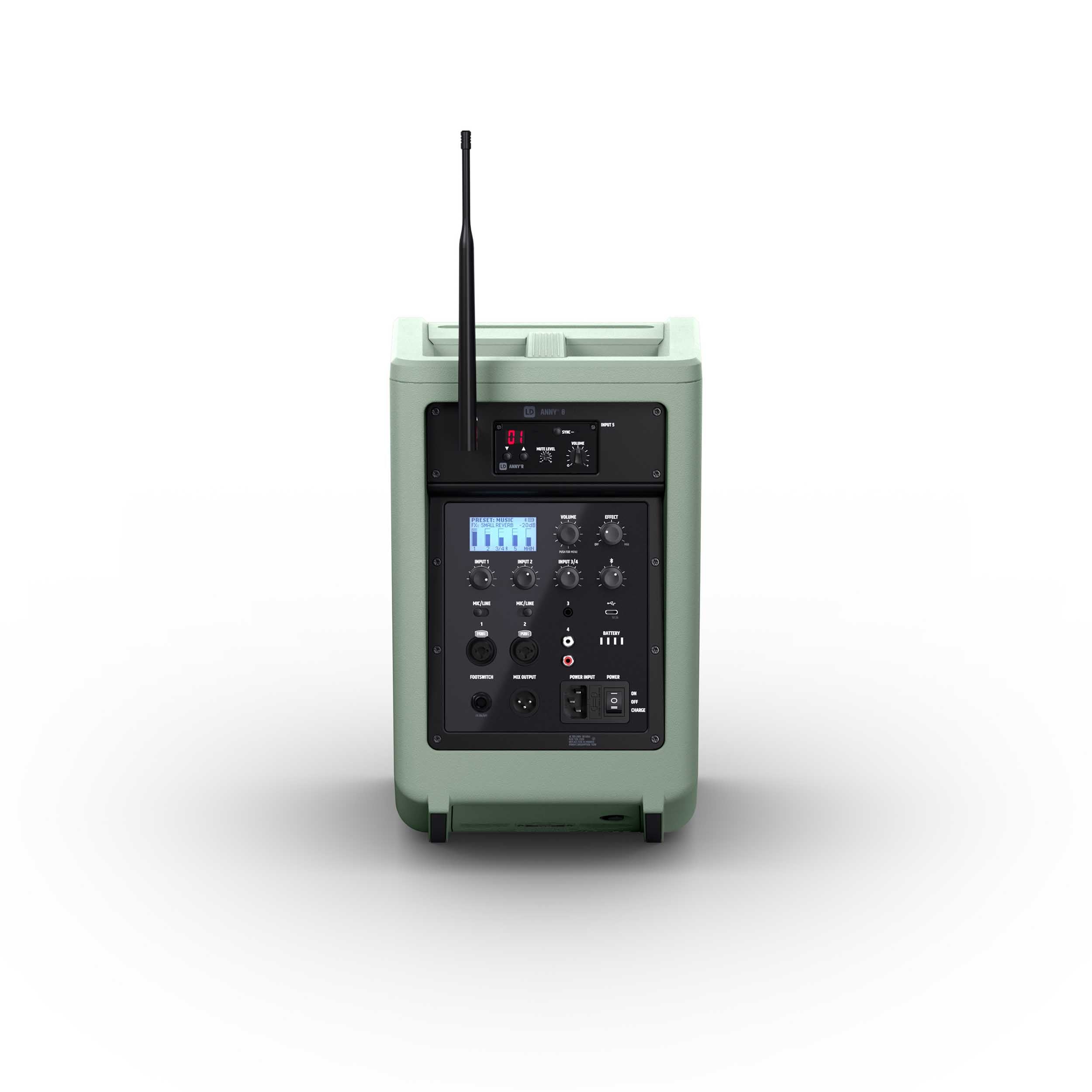 LD Systems ANNY 8 HHD B4.7 GN (US), Battery-Powered Bluetooth PA Loudspeaker with Mixer and 1x Wireless Handheld Microphone - Adventure Green by LD Systems