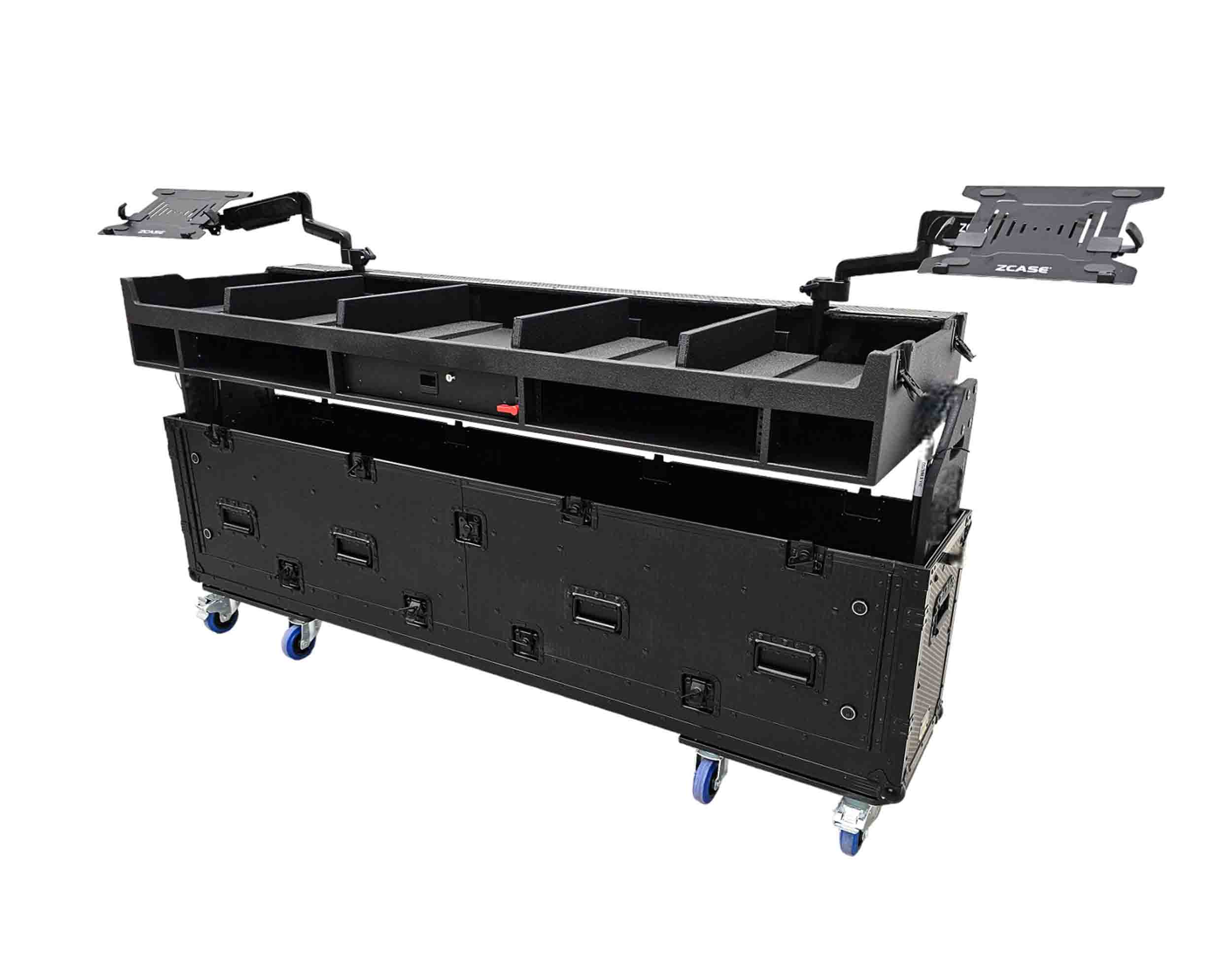 ProX XZF-CDM3KX4V10 BLK Hydraulic Case for 4x Pioneer CDJ3000 + V10 w/Wheels - Flip-Ready Easy Retracting Zcase by ProX Cases