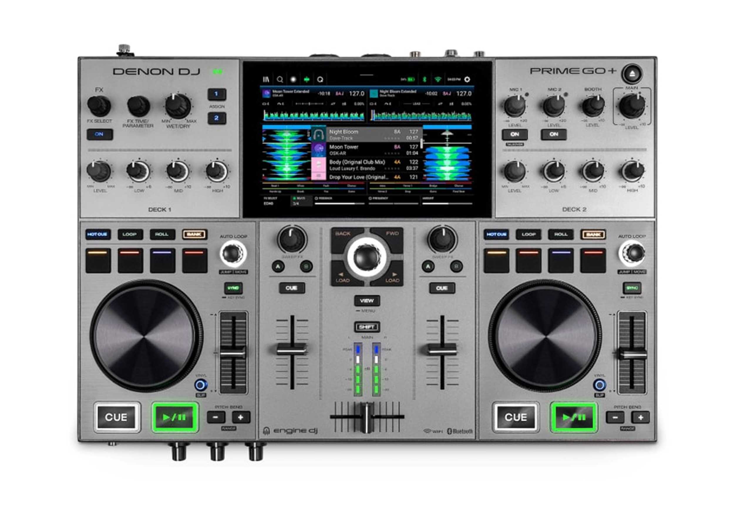 Denon DJ Prime GO+ Standalone 2-Deck Rechargeable Smart DJ Console with 7-Inch Touchscreen by Denon DJ