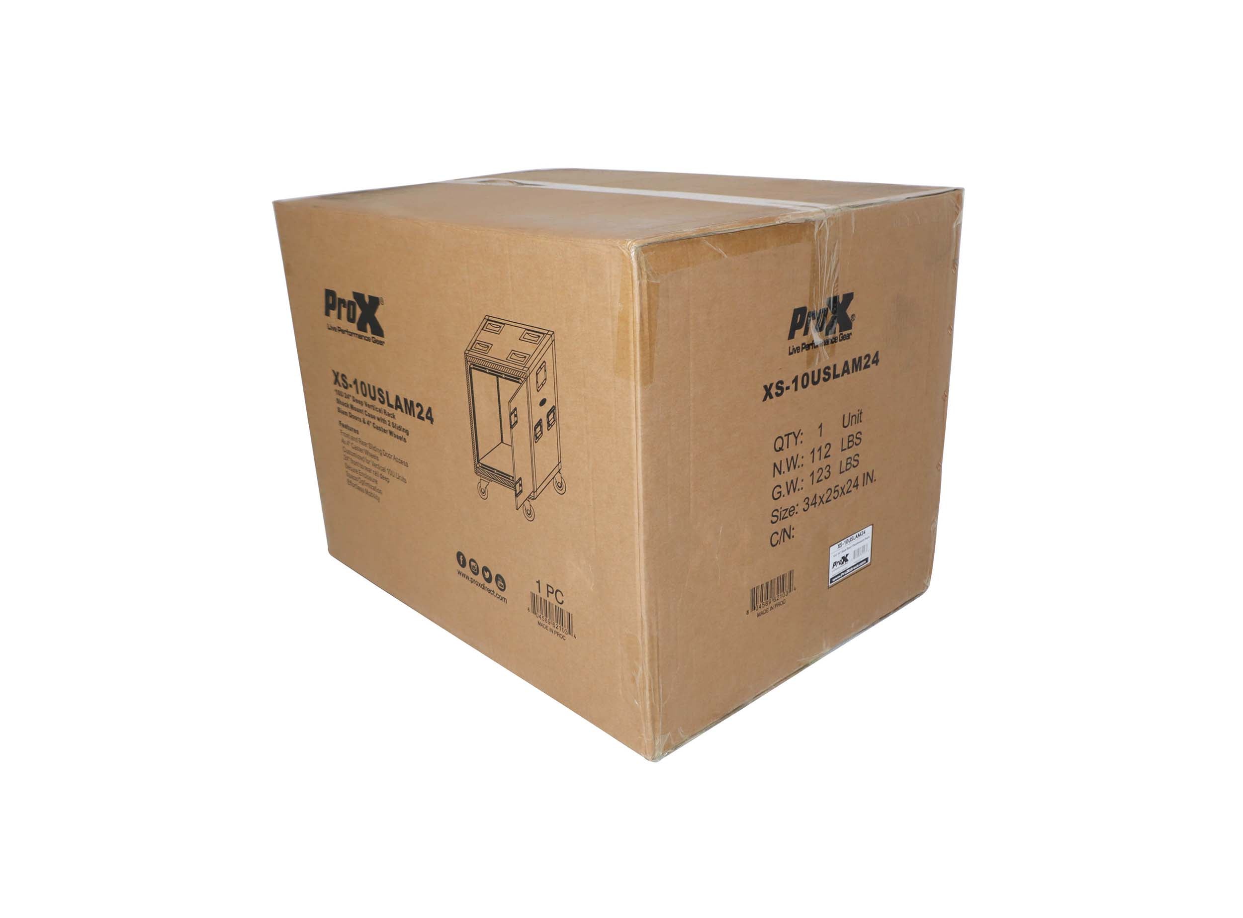 ProX XS-10USLAM24, 24-Inch Vertical Shock Mount Case with Sliding Doors and Caster Wheels - 10 Units by ProX Cases