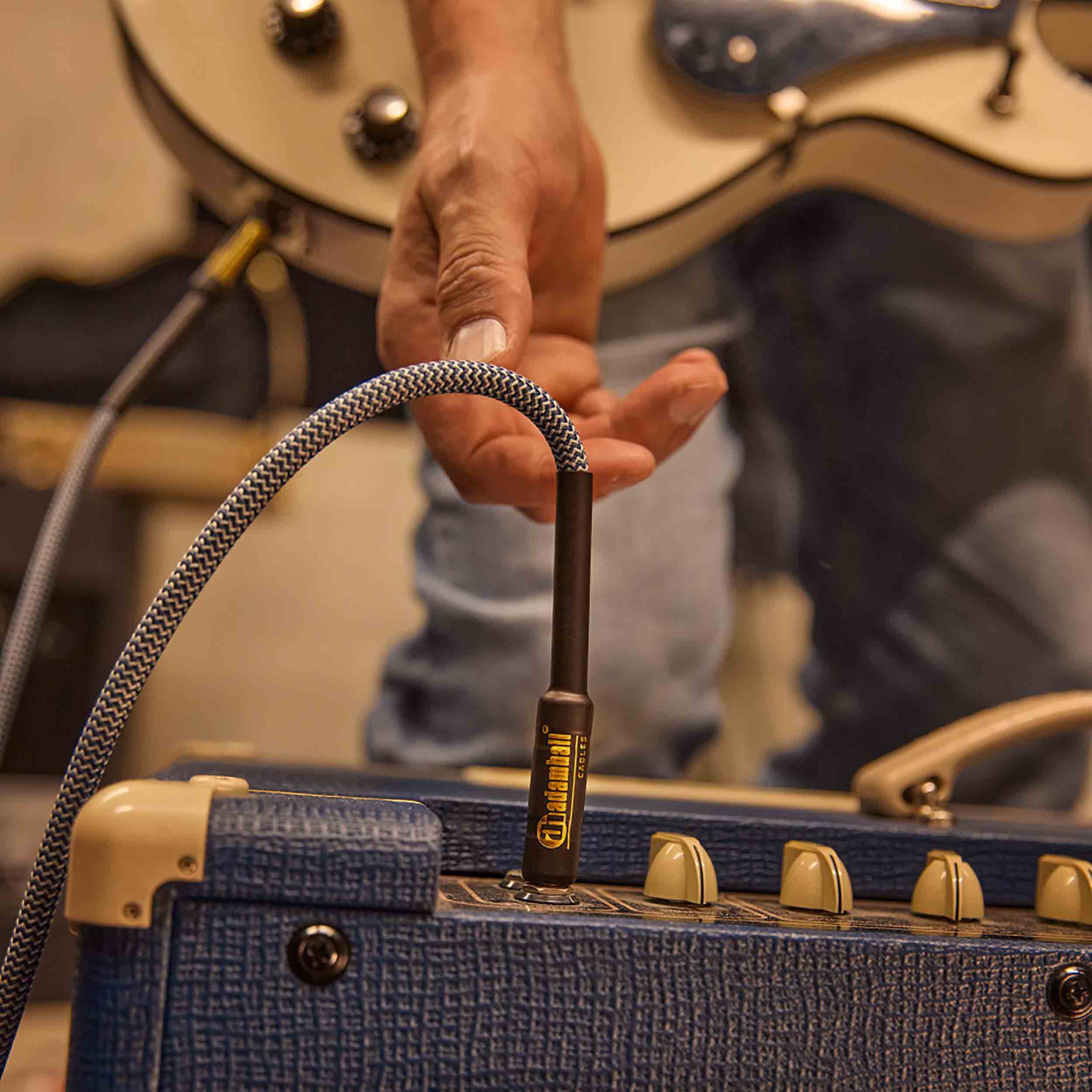 Adam Hall 4 STAR IPP 0600 BLU, Blue Nylon Jacket Instrument Cable with Jack TS Connectors - 6 Meters by Adam Hall