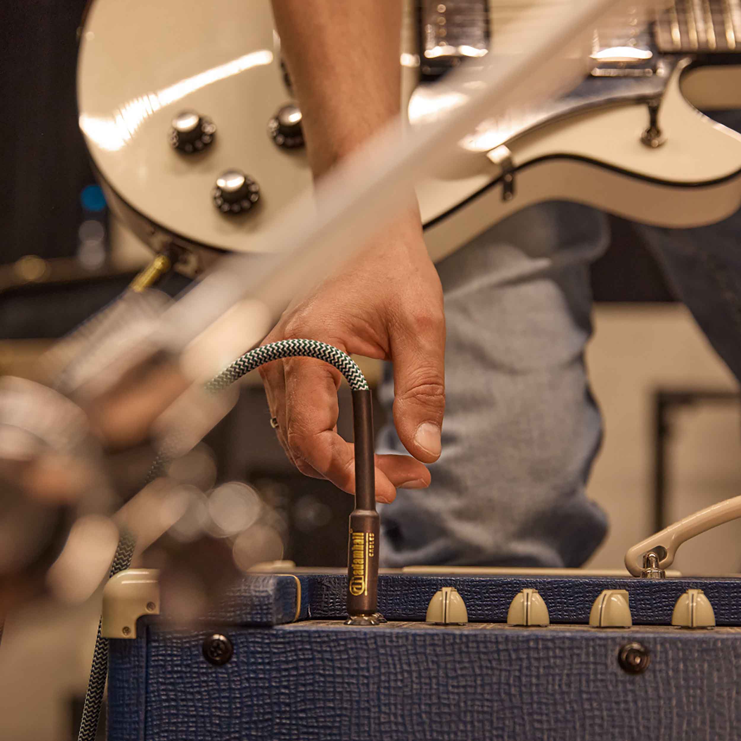 Adam Hall 4 STAR IPP 0600 GRN, Green Nylon Jacket Instrument Cable with Jack TS Connector - 6 Meter by Adam Hall