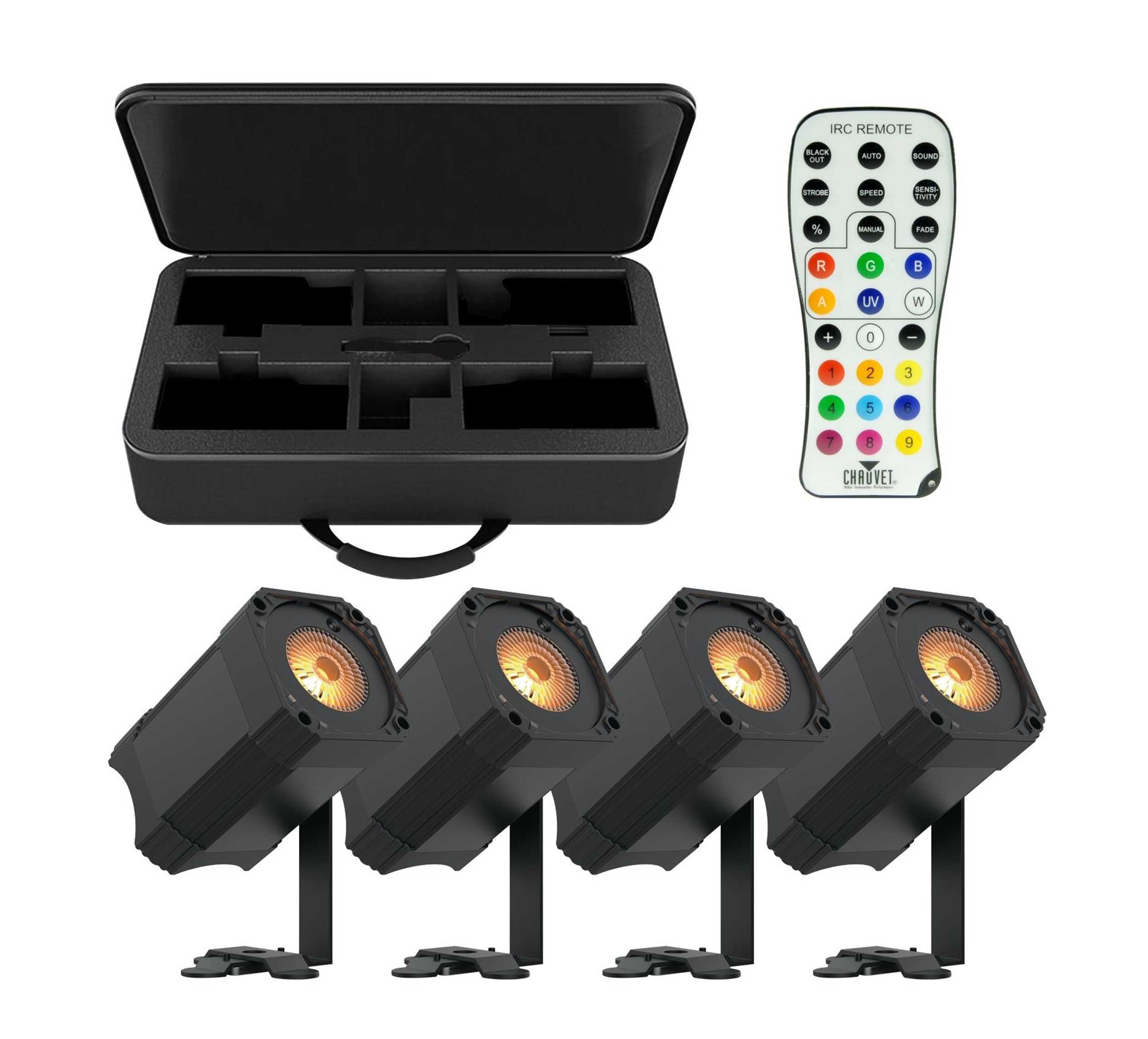 Chauvet DJ EZLink Par Q1BT Pack Lighting Package With 4 EZLink Par Q1BT and 1 IRC-6 Remote by Chauvet DJ