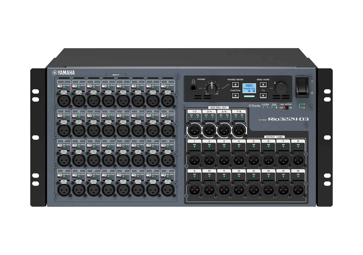Yamaha Rio3224 D3, 32x16 Dante I/O Rack with 8 AES EBU Outputs