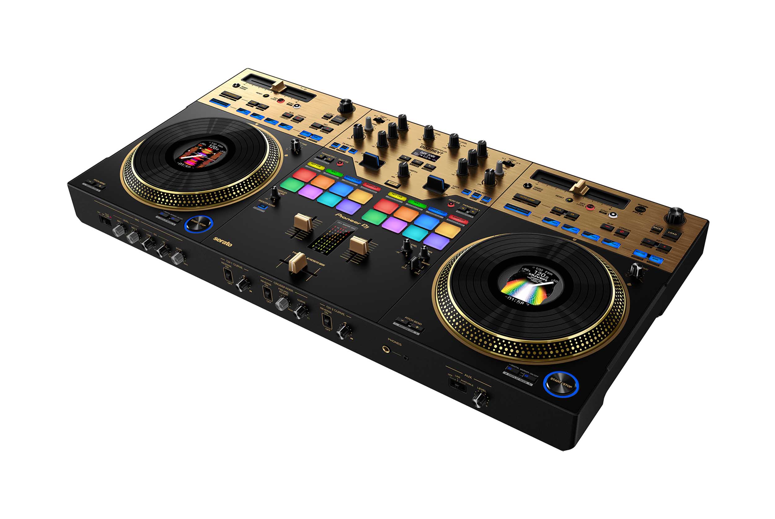 Pioneer DDJ-REV7-N Scratch Style 2-Channel Professional DJ Controller for Serato DJ Pro - Black And Gold by Pioneer DJ