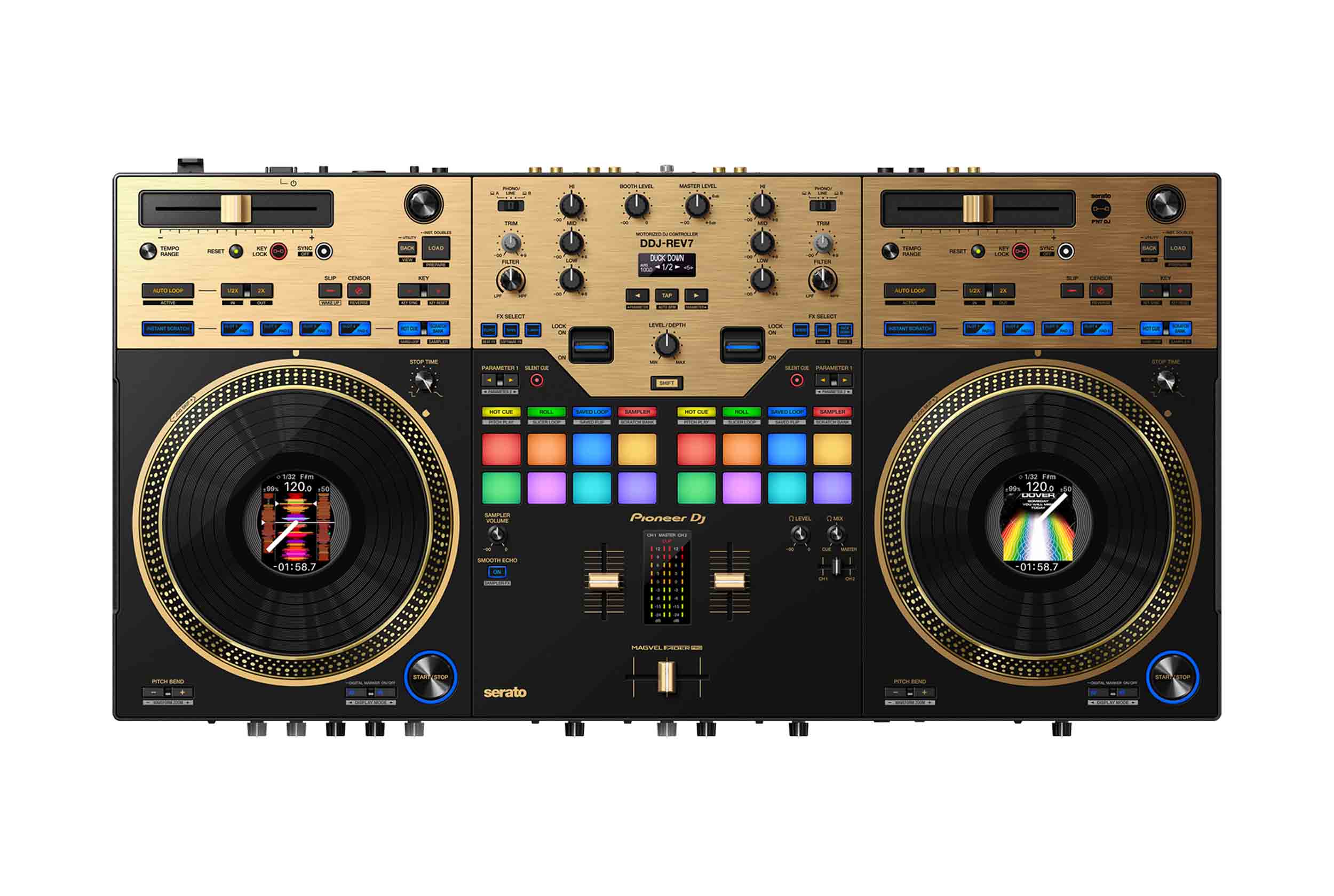 Pioneer DDJ-REV7-N Scratch Style 2-Channel Professional DJ Controller for Serato DJ Pro - Black And Gold by Pioneer DJ