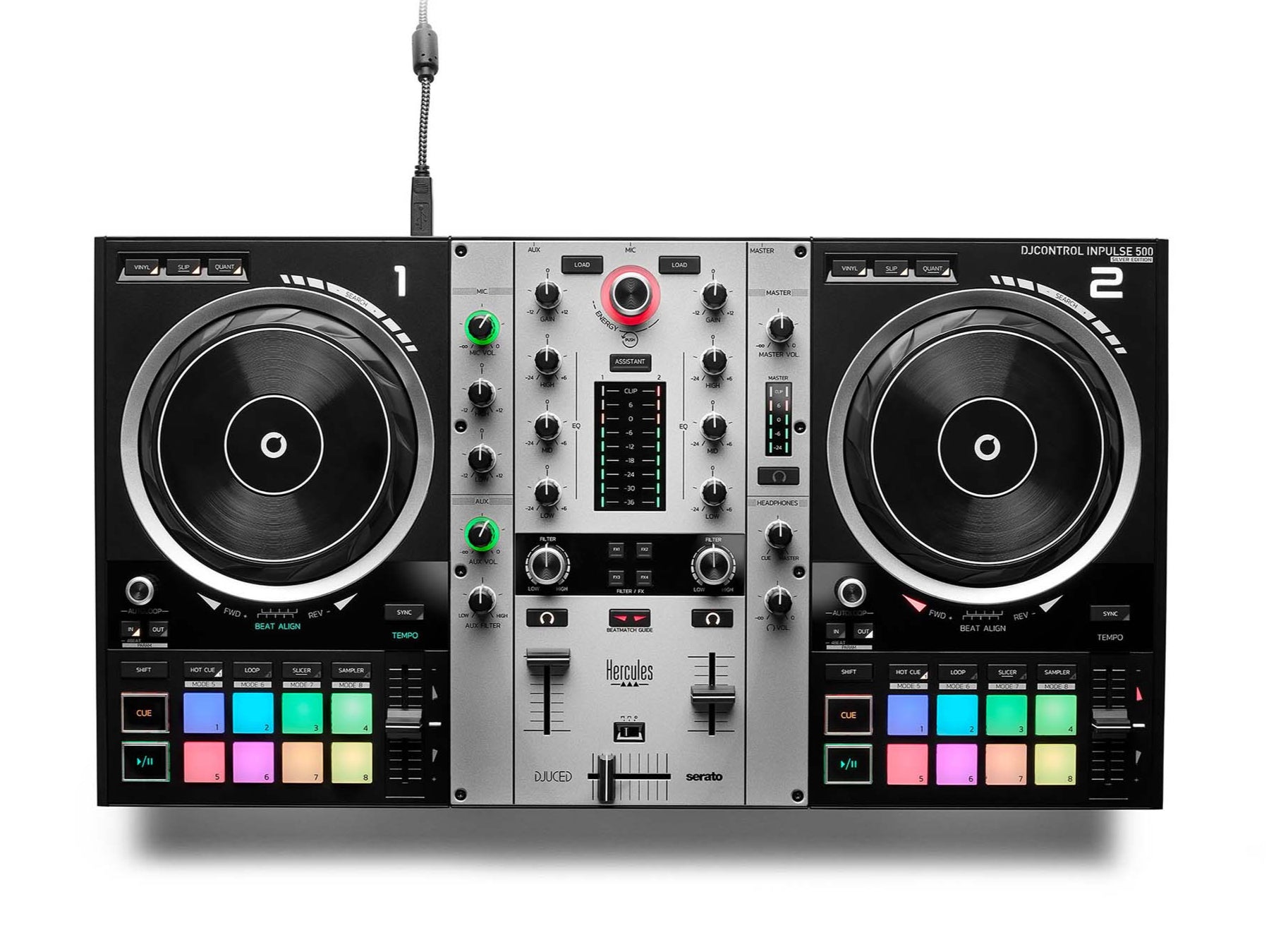 Hercules Inpulse 500 DJ Control with DJUCED Pro License and Serato DJ Lite - Silver by Hercules