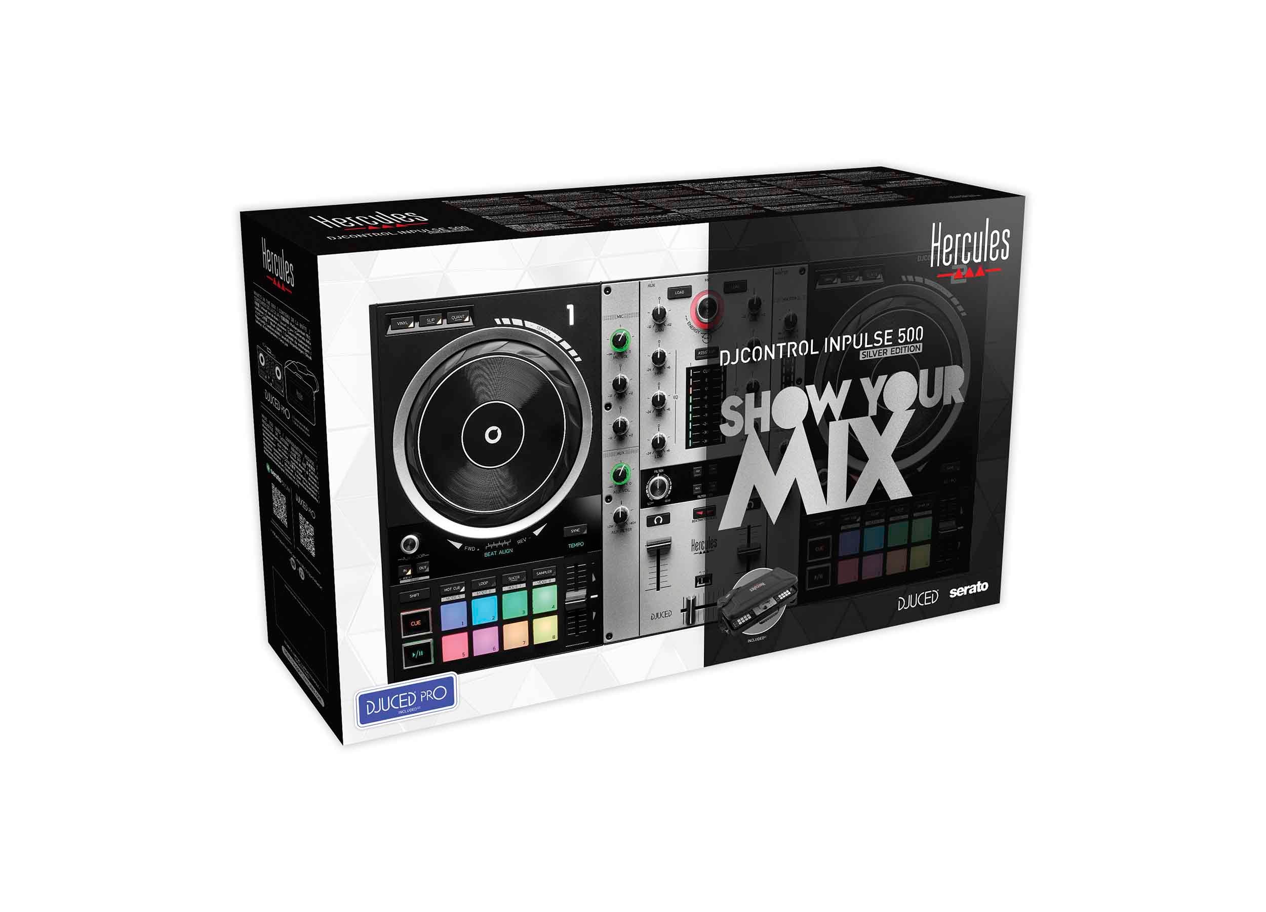 Hercules Inpulse 500 DJ Control with DJUCED Pro License and Serato DJ Lite - Silver by Hercules