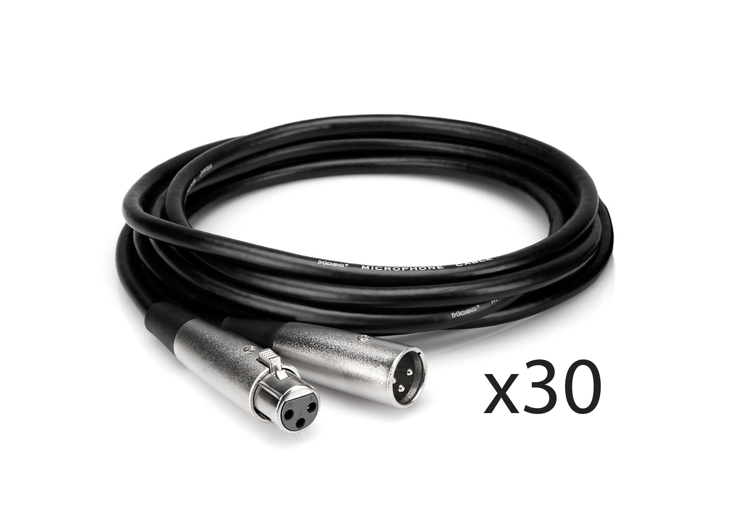 Hosa MCL-125-BULK 25 Ft Microphone Cable Package XLR3F to XLR3M - 30 Pack by HOSA