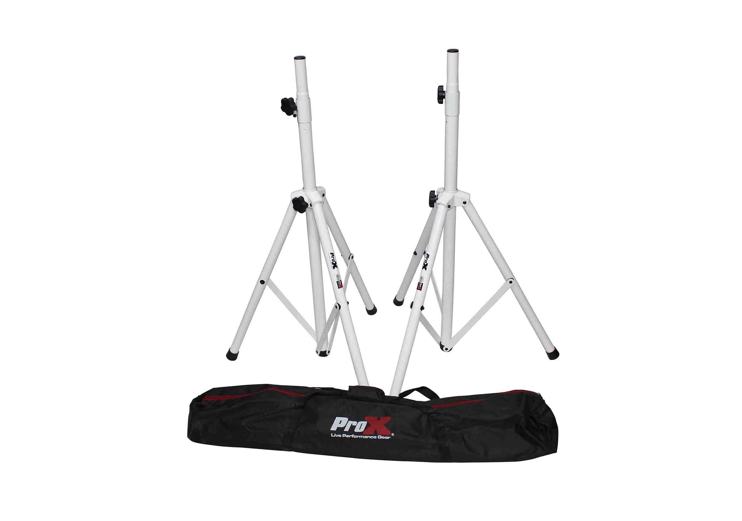 ProX T-SS28P White Heavy Duty All Metal Speaker Tripod Stand Set of Cloud Series 2, 4-7 ft (44"-84") by ProX Cases