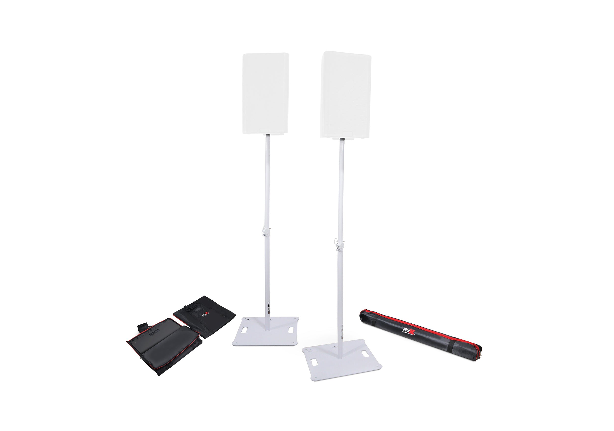 ProX X-POLARISWHX2 POLARIS Portable Square Base Speaker Stands (Pair) with bags - White Finish by ProX Cases