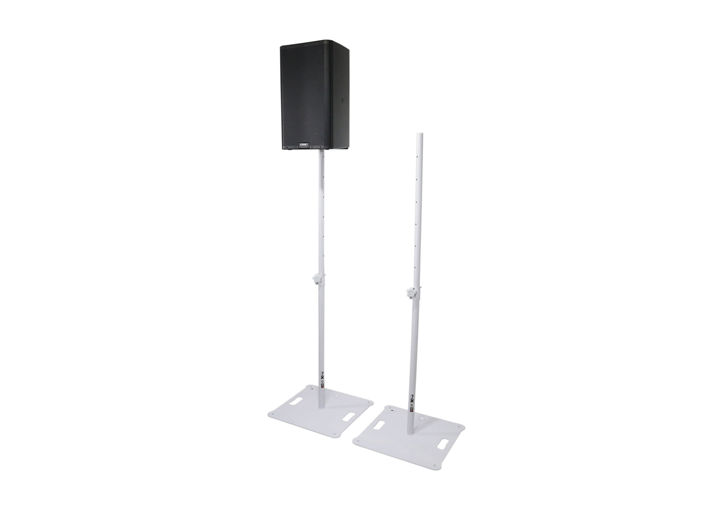 ProX X-POLARISWHX2 POLARIS Portable Square Base Speaker Stands (Pair) with bags - White Finish by ProX Cases