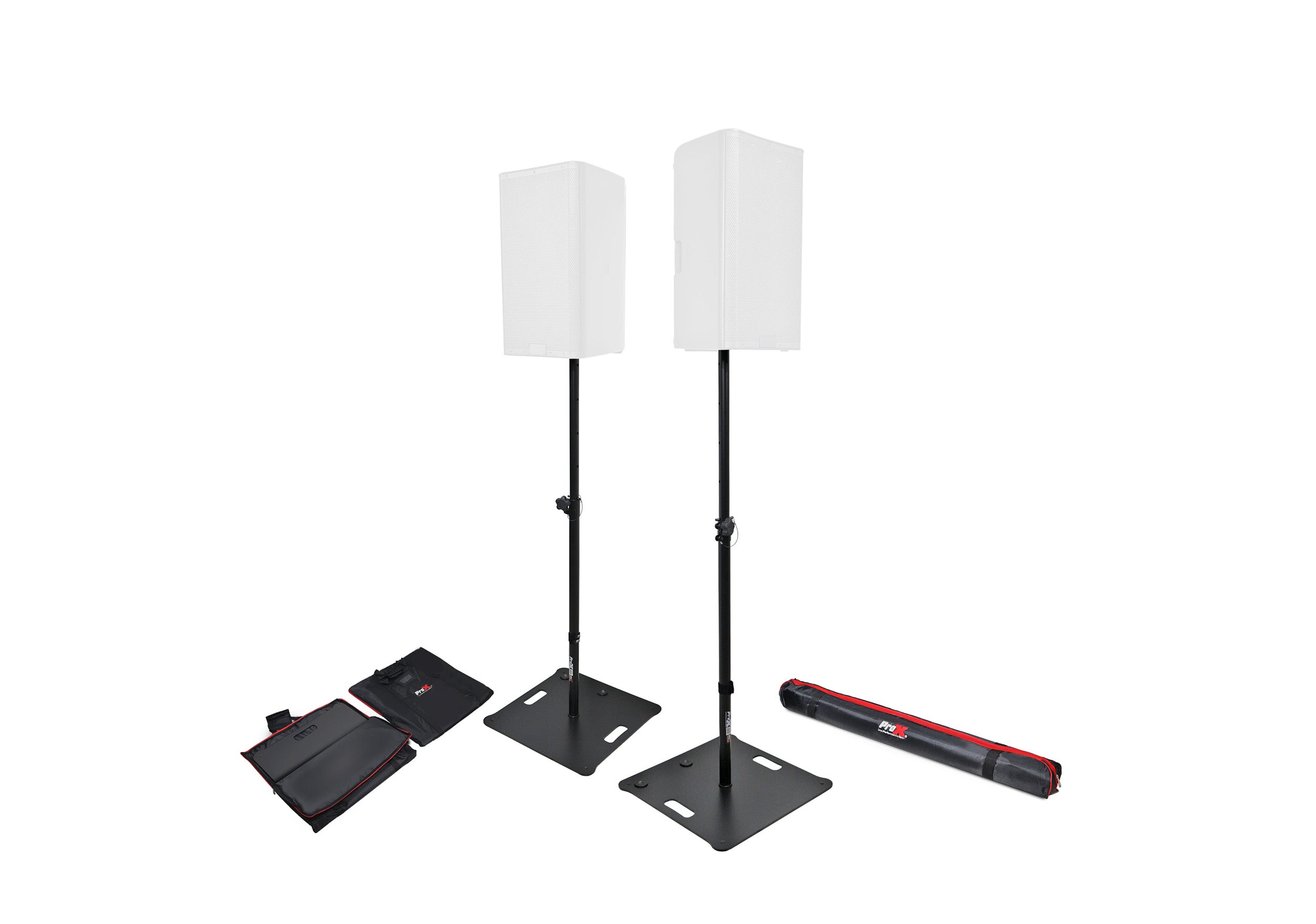 ProX X-POLARIS BL X2 POLARIS Portable Speaker and Lighting Pair Stand Kit with Square Base Plate, Adjustable Pole, Carry Bags - Black Finish by ProX Cases