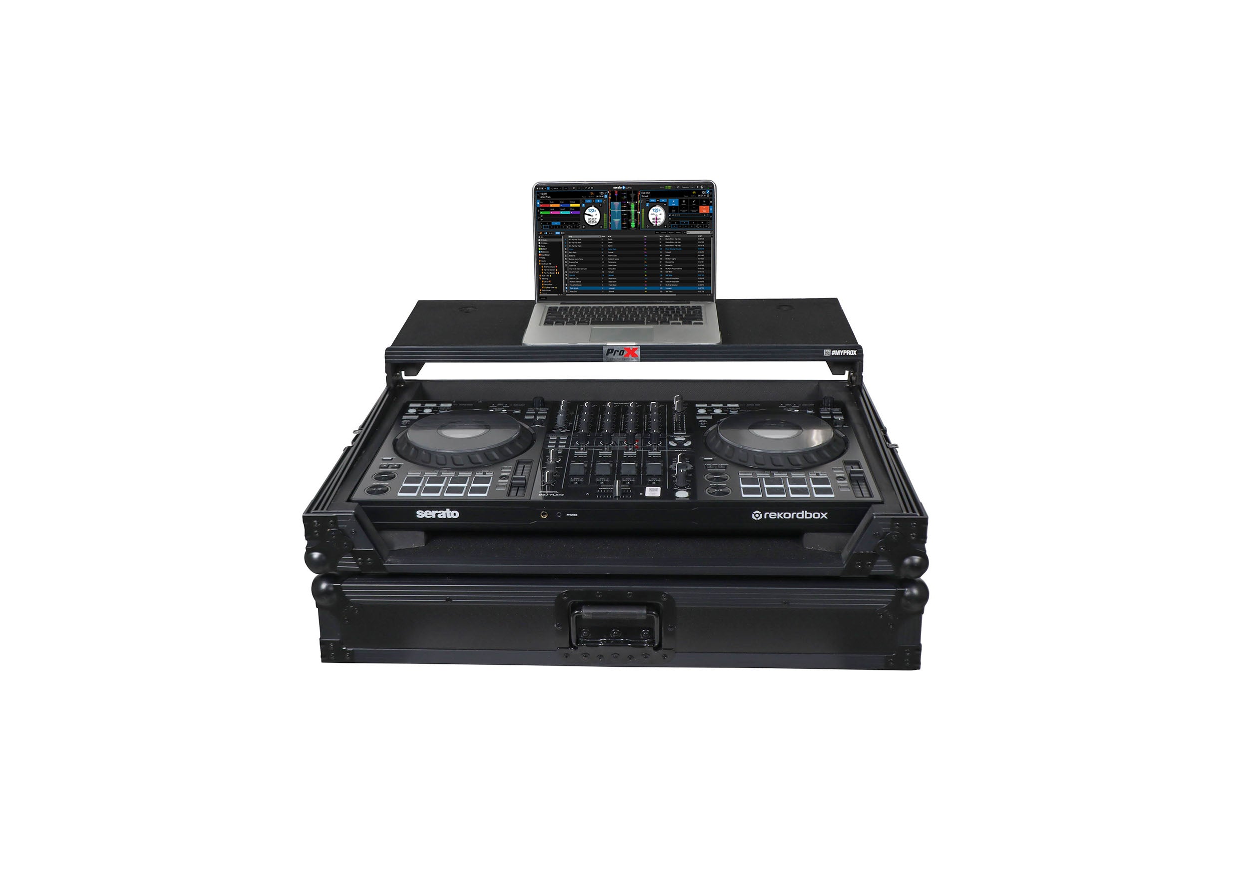 ProX XS-FLX10LTBL Pioneer DDJ-FLX10 or DDJ-GRV6 ATA Sim Flight Style Road Case with Sliding Laptop Shelf - Black by ProX Cases