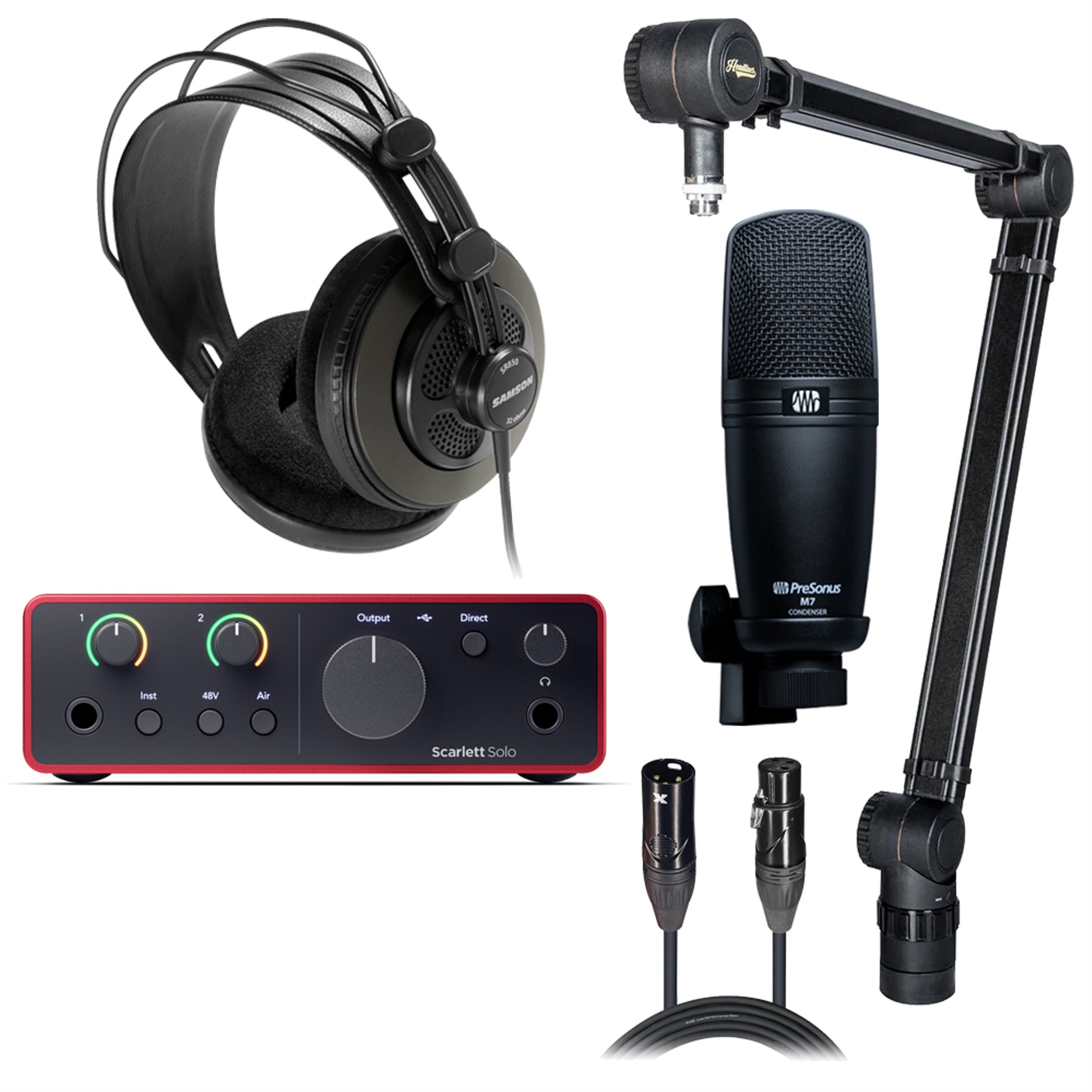 Focusrite Scarlett Solo 4th Gen Audio Interface DJ Package with Microphone, Microphone Cable, Microphone Stand and Headphones by Focusrite