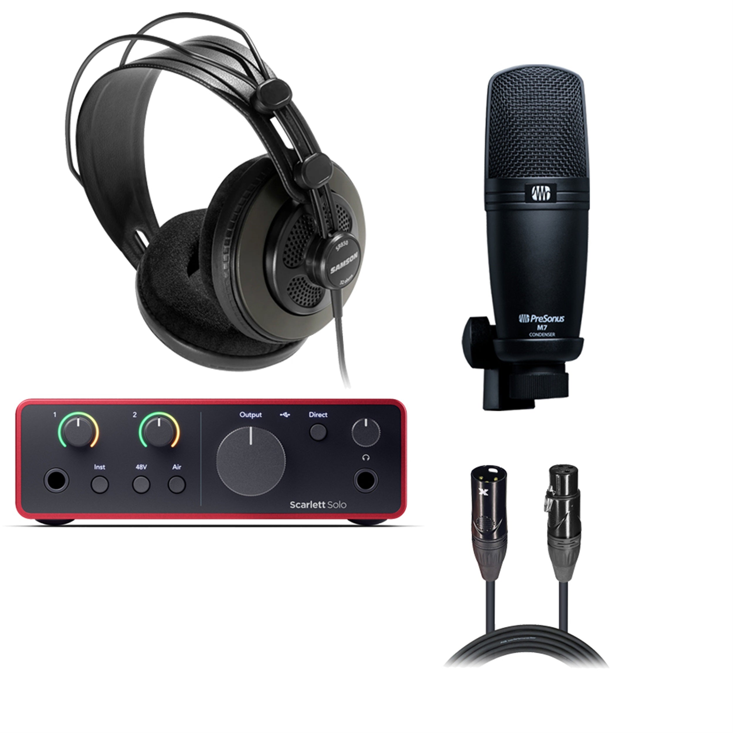 Focusrite Scarlett Solo 4th Gen Audio Interface DJ Package with Microphone, Microphone Cable and Headphones by Focusrite