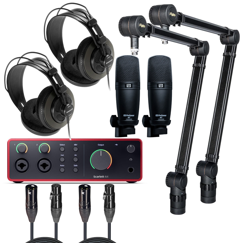 Focusrite Scarlett 4i4 4th Gen Audio Interface Speaker Package with Cardioid Microphone/Stand, Headphones and Cable by Focusrite
