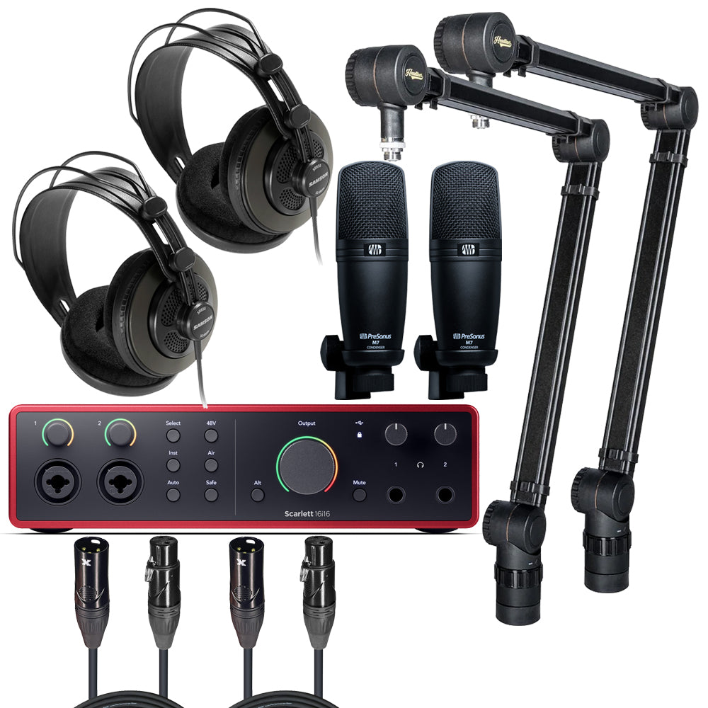 Focusrite Scarlett 16i16 4th Gen Audio Interface Speaker Package with Cardioid Microphone/Stand, Headphones and Cable by Focusrite