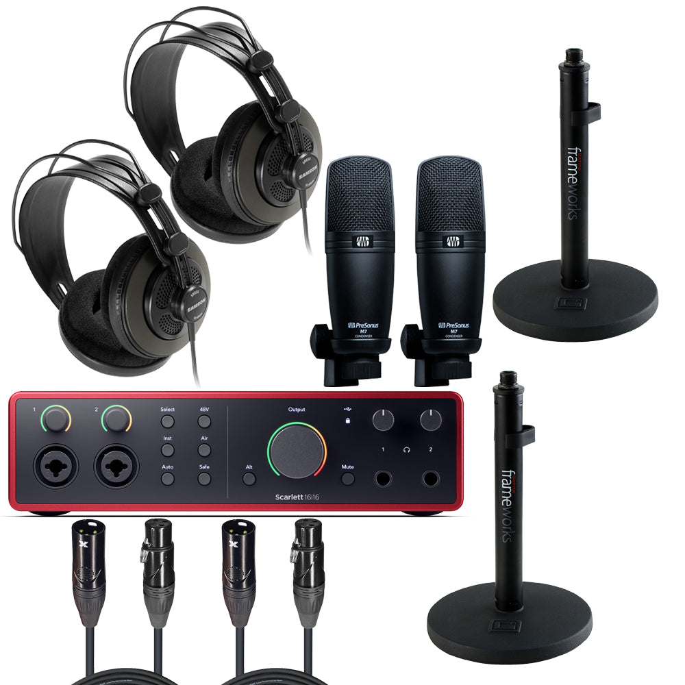 Focusrite Scarlett 16i16 4th Gen Audio Interface Speaker Package with Cardioid Microphone/Stand, Headphones and Cable by Focusrite