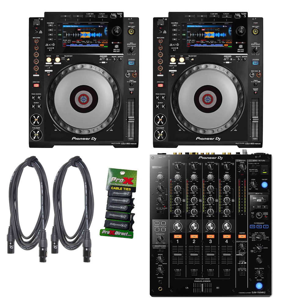 Pioneer DJ CDJ-900NXS Multi Player DJ Package with 4-Channel Digital Mixer by Pioneer DJ
